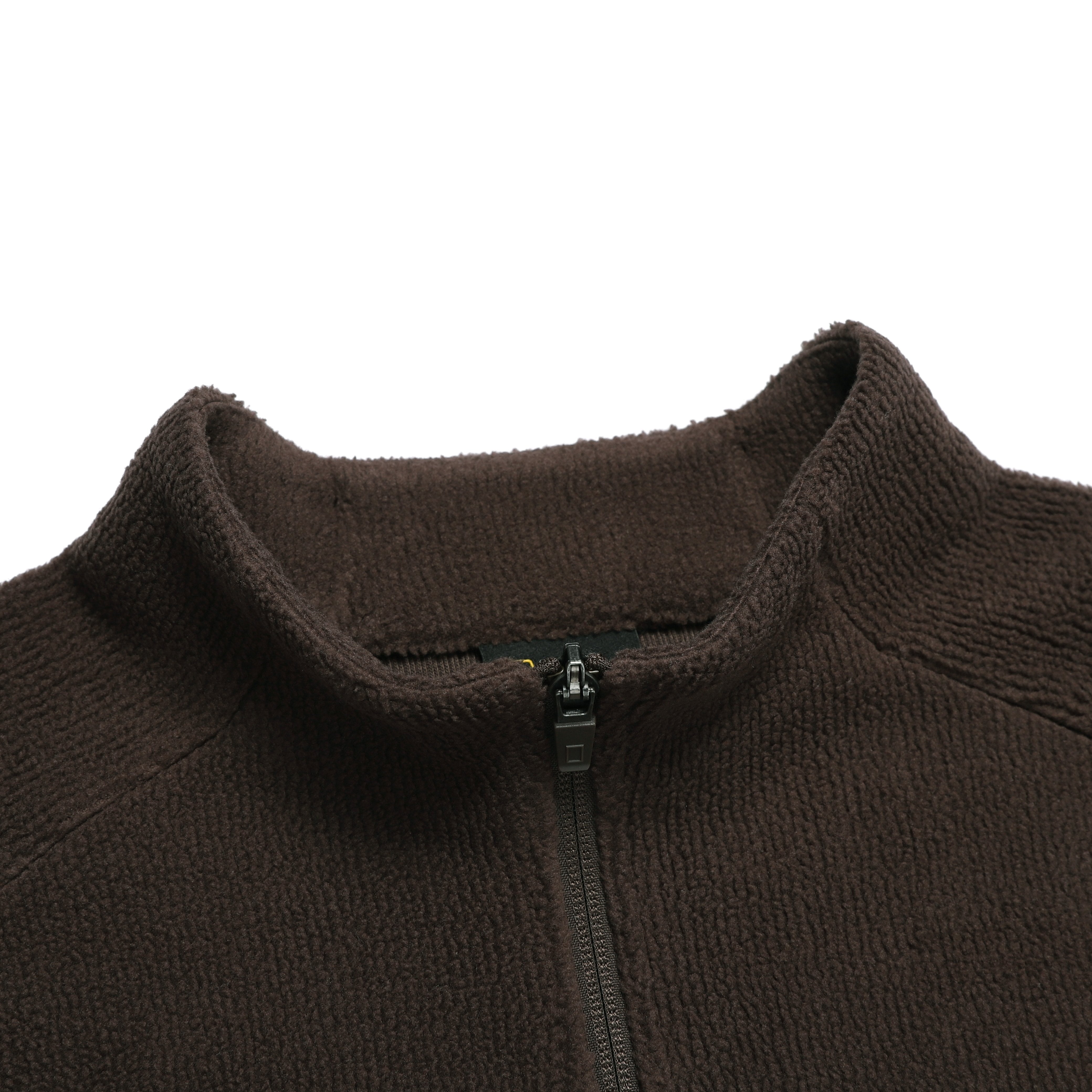 WOMEN MODIFIED FLEECE HIGH NECK FULL ZIP-UP BROWN