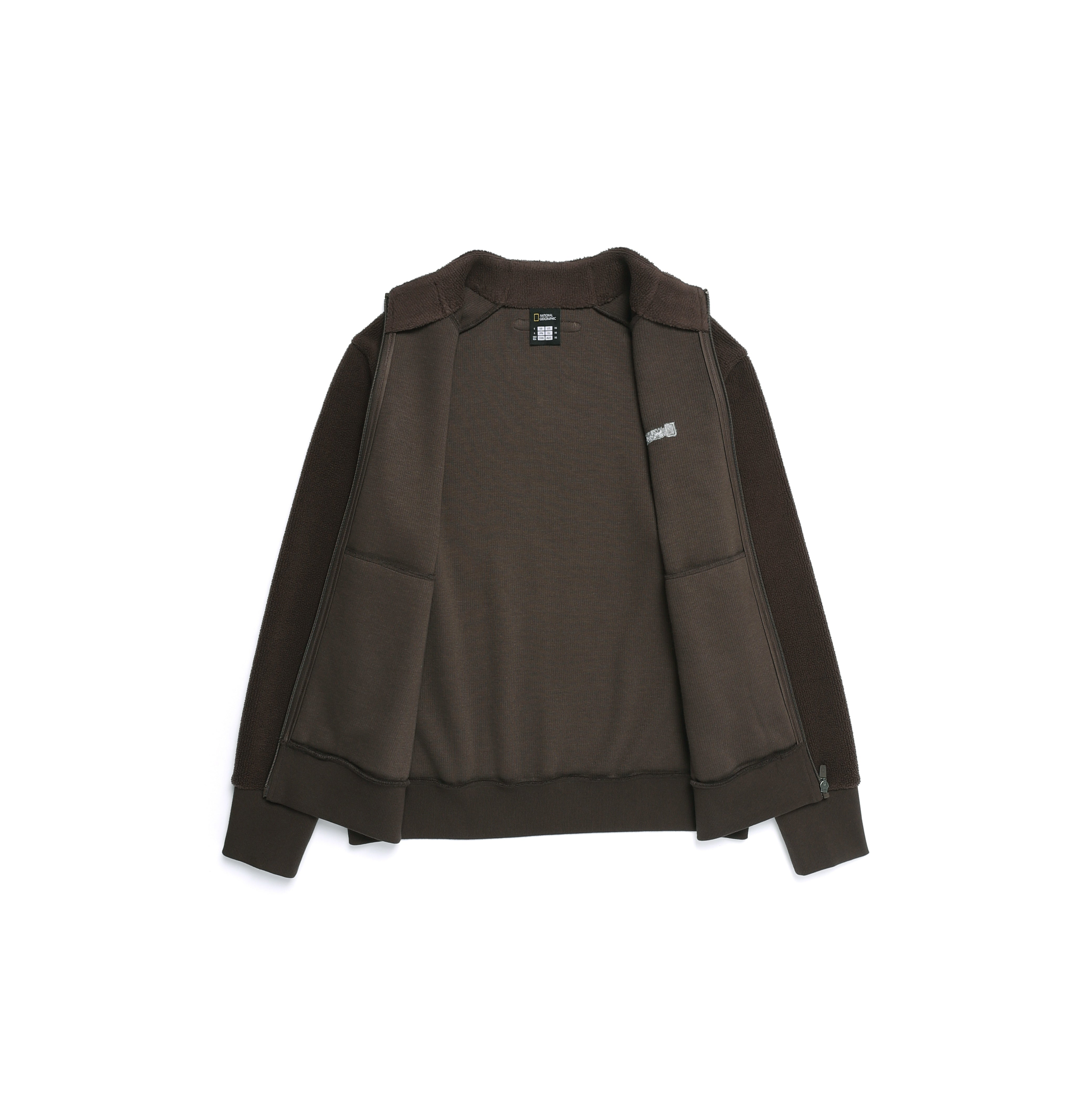 WOMEN MODIFIED FLEECE HIGH NECK FULL ZIP-UP BROWN