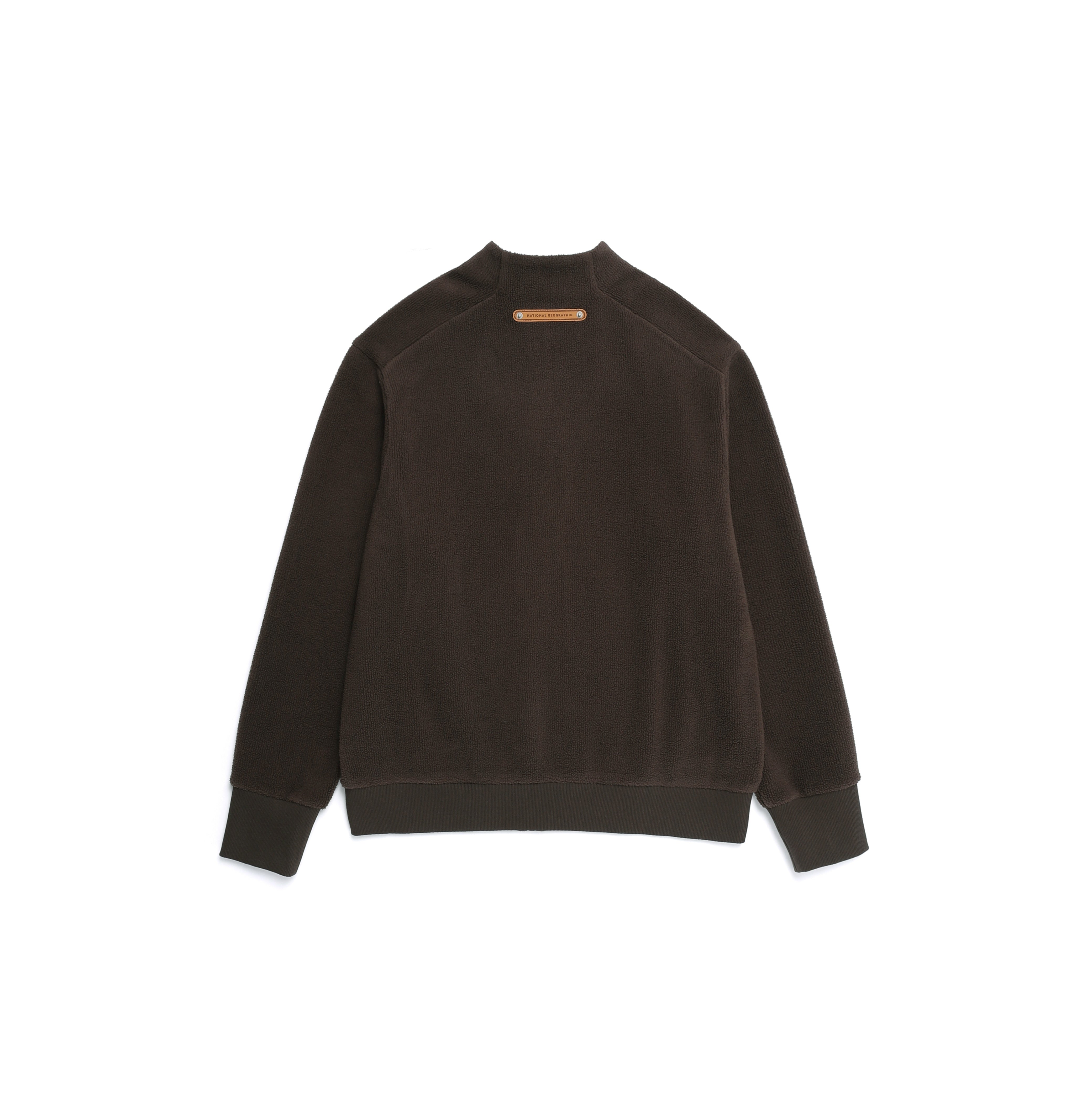 WOMEN MODIFIED FLEECE HIGH NECK FULL ZIP-UP BROWN