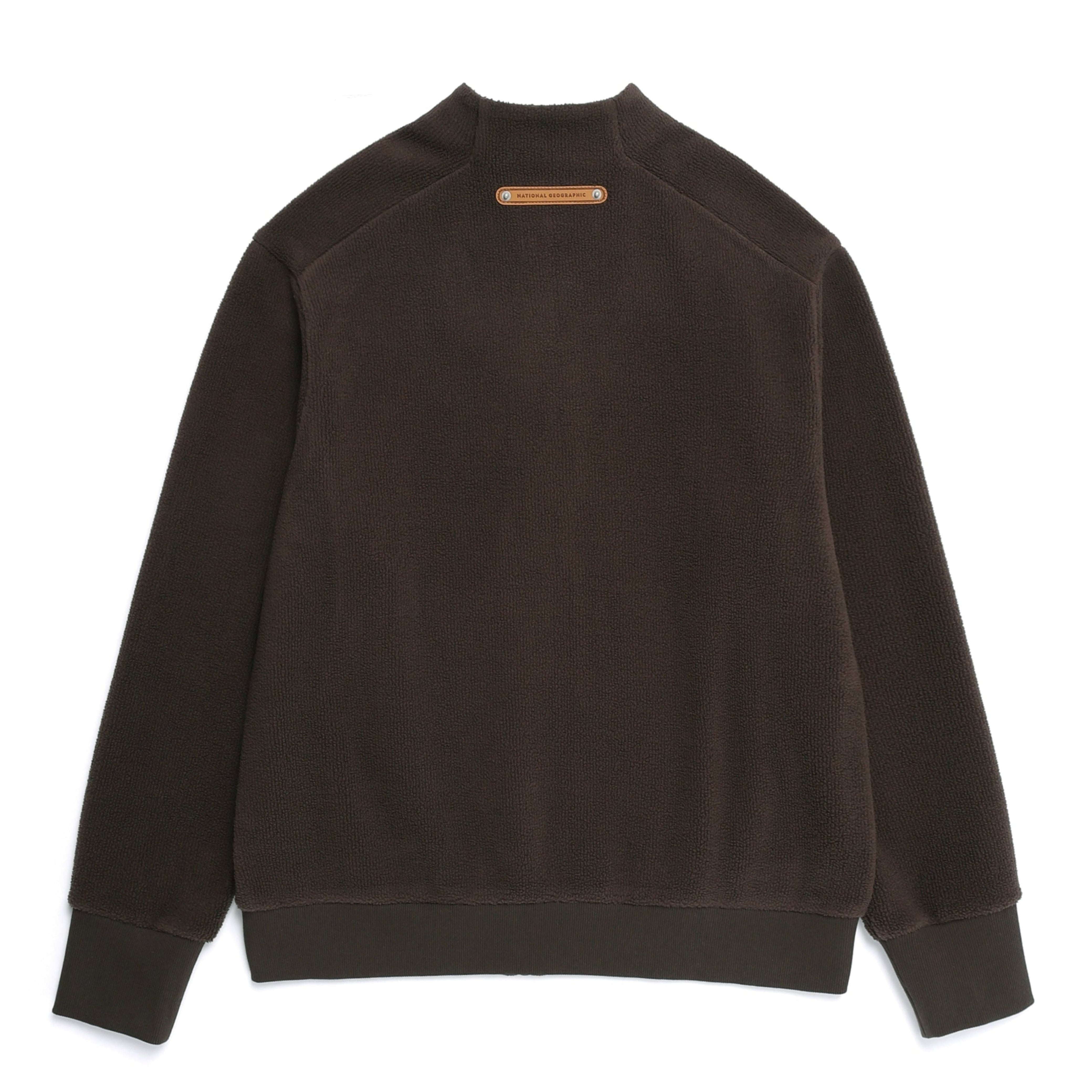 WOMEN MODIFIED FLEECE HIGH NECK FULL ZIP-UP BROWN
