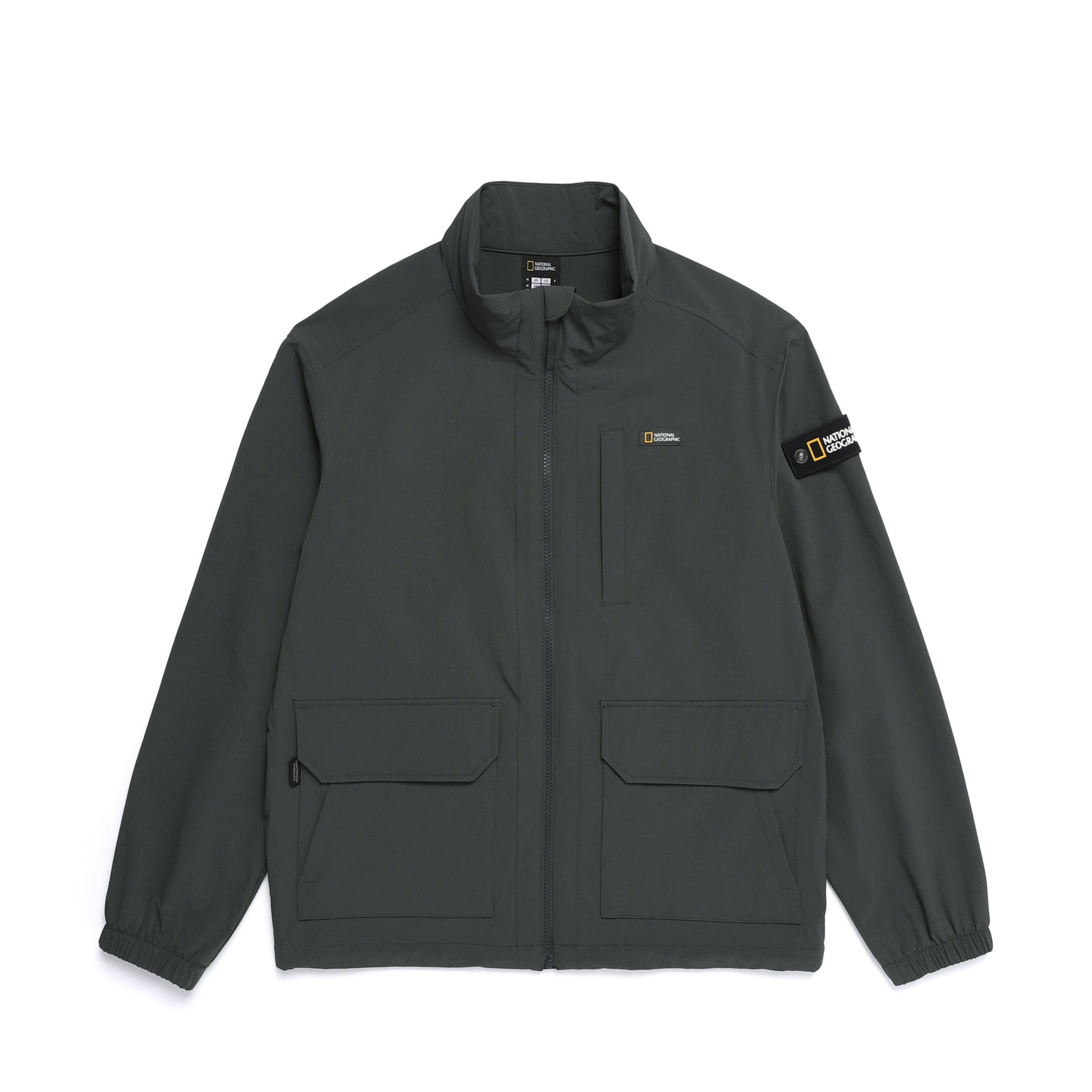 ARCHELON WOVEN STAND NECK ZIP-UP GREY