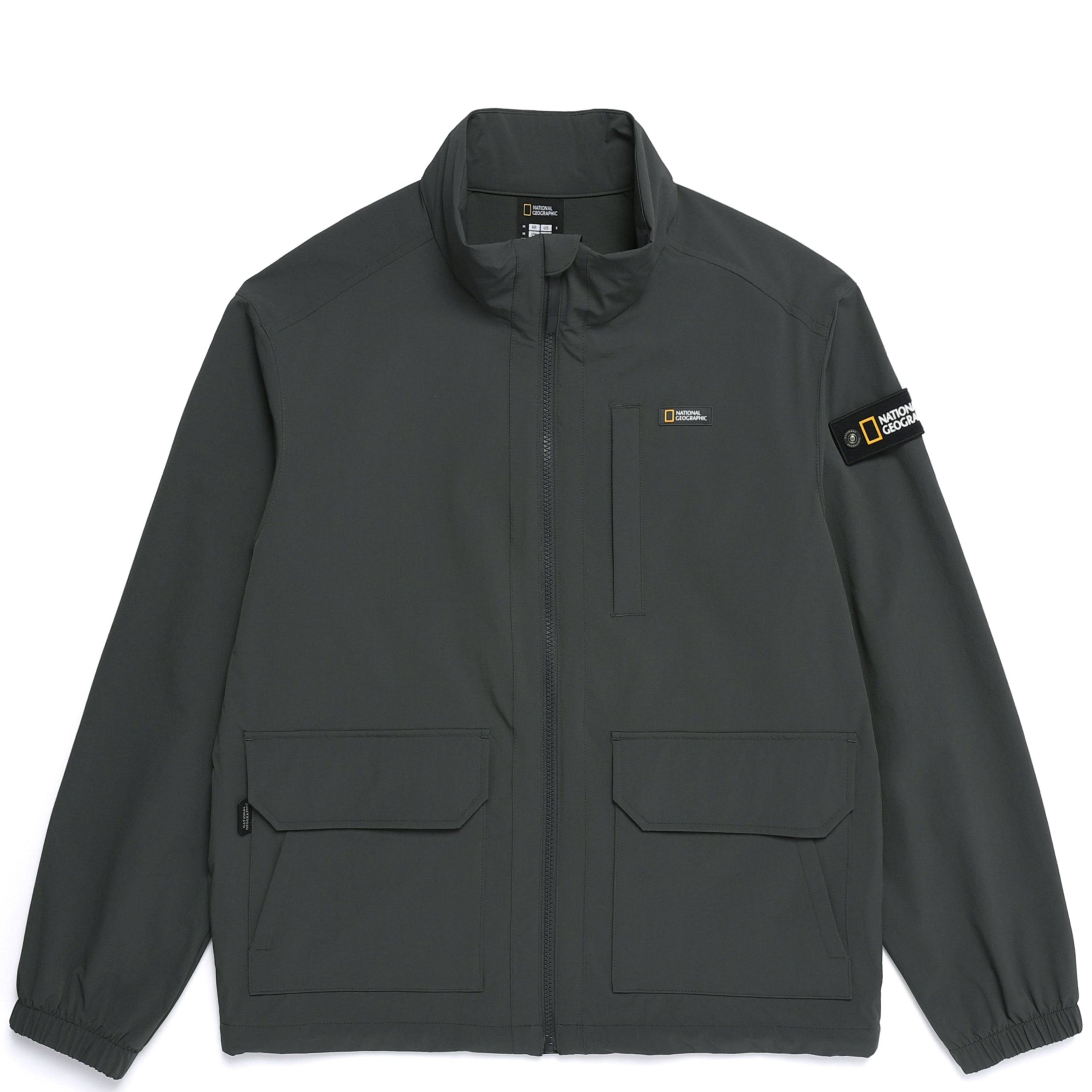 ARCHELON WOVEN STAND NECK ZIP-UP GREY