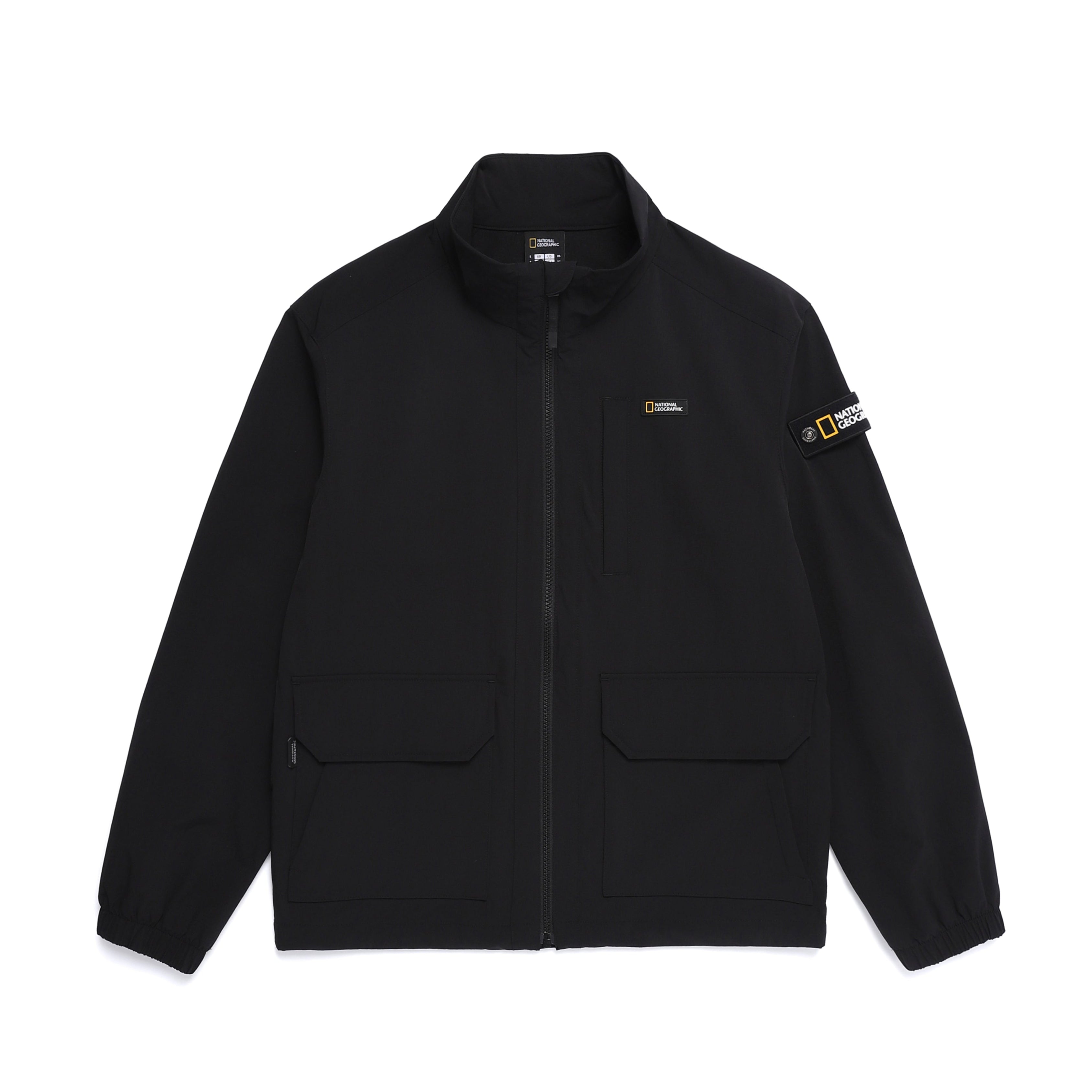 ARCHELON WOVEN STAND NECK ZIP-UP BLACK