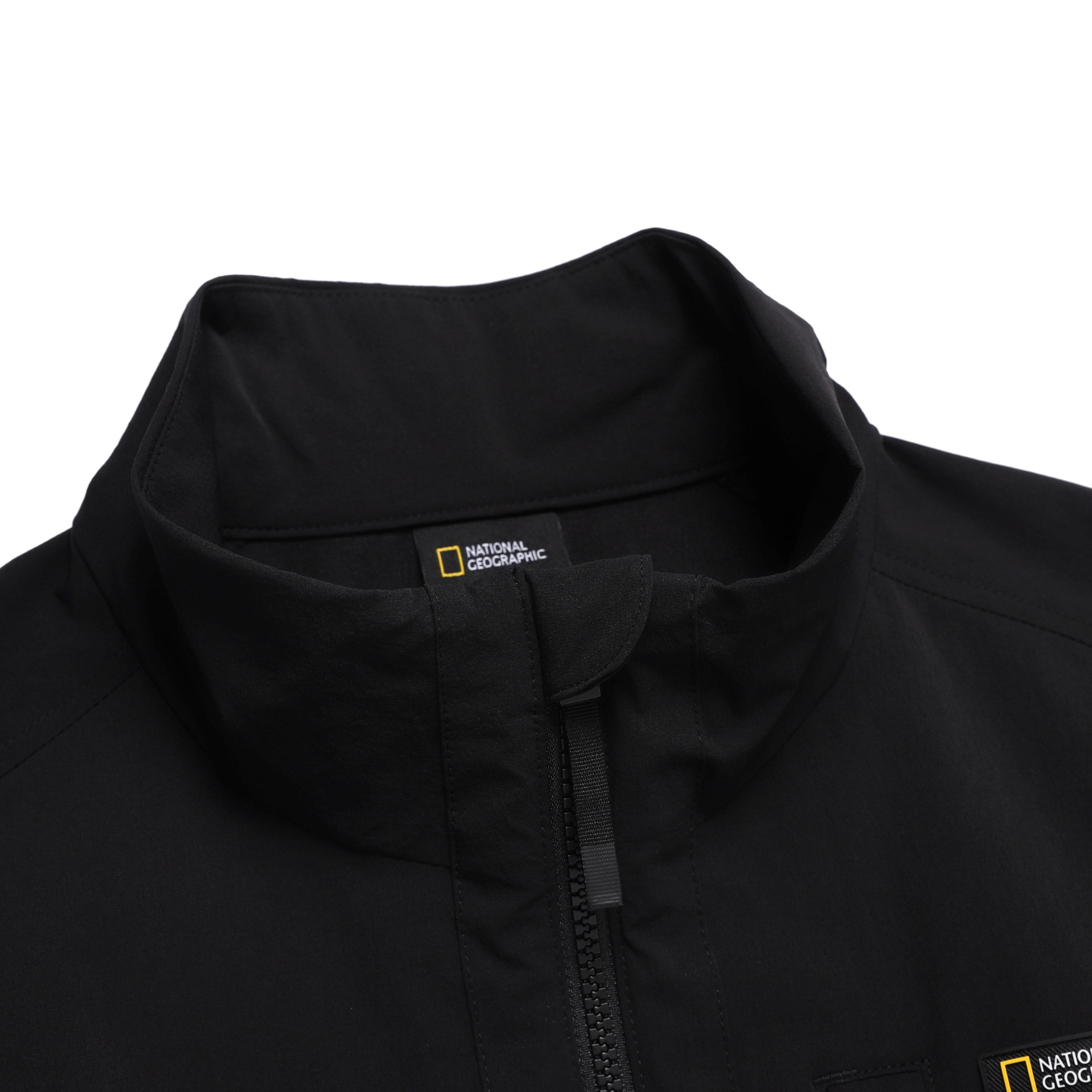 ARCHELON WOVEN STAND NECK ZIP-UP BLACK