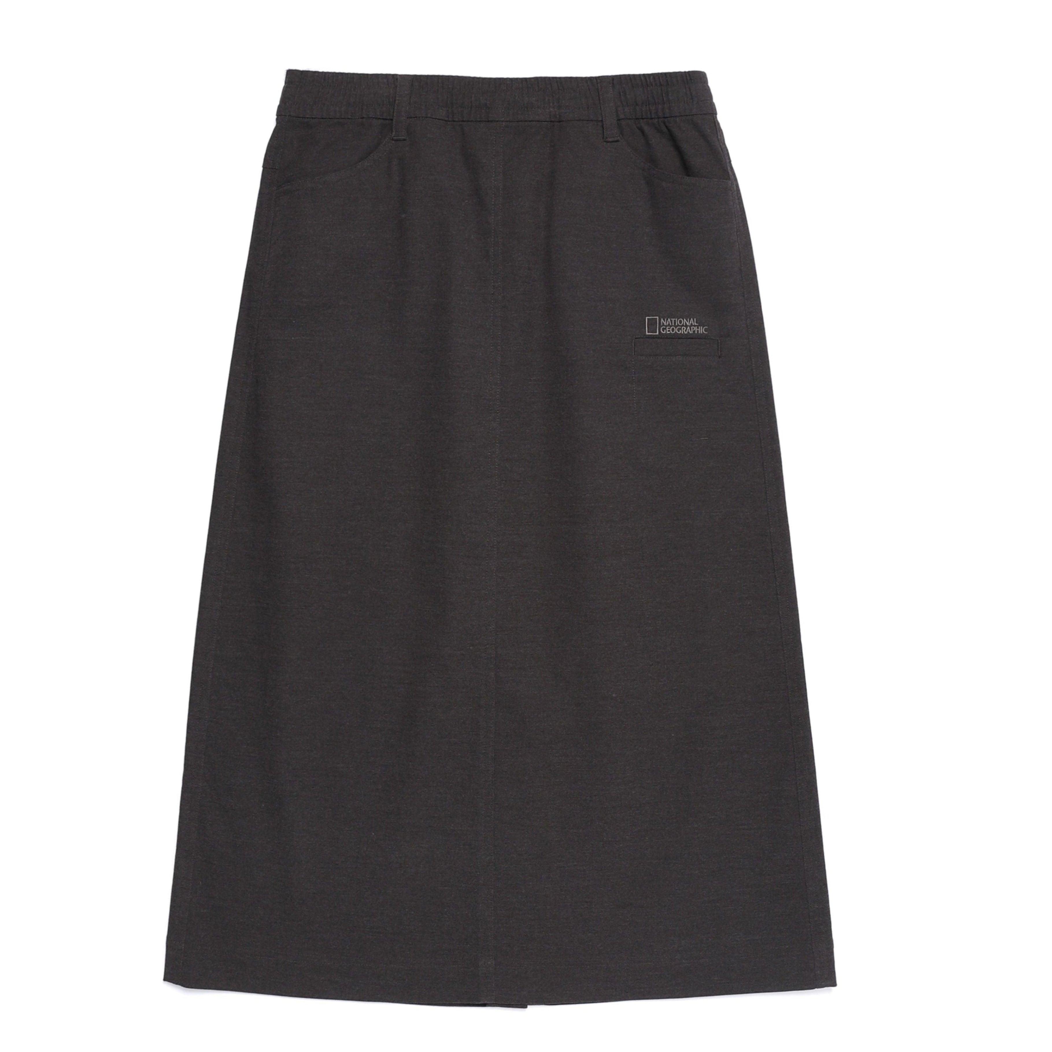 WOMEN DENIMLIKE LONG SKIRT BLACK BROWN