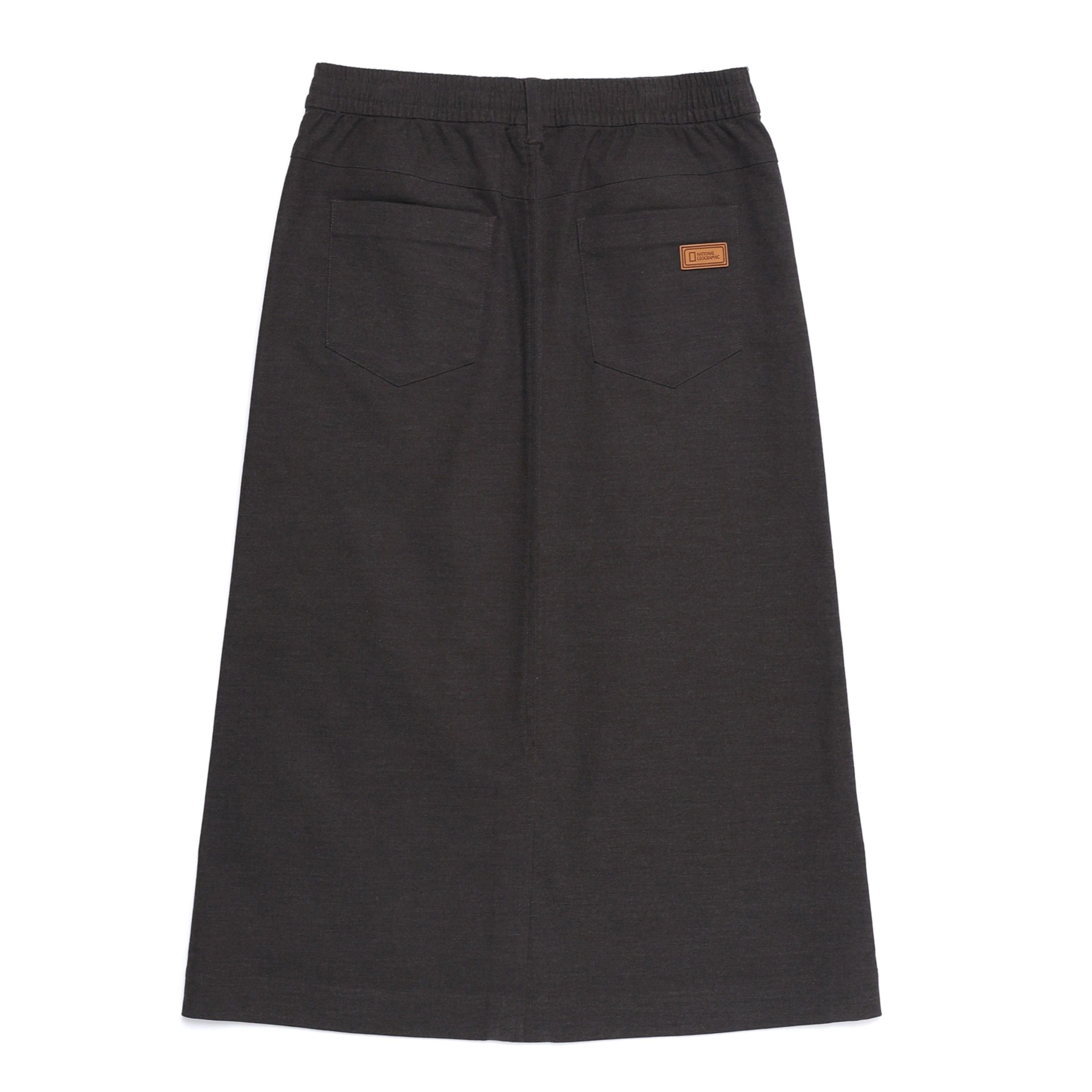 WOMEN DENIMLIKE LONG SKIRT BLACK BROWN