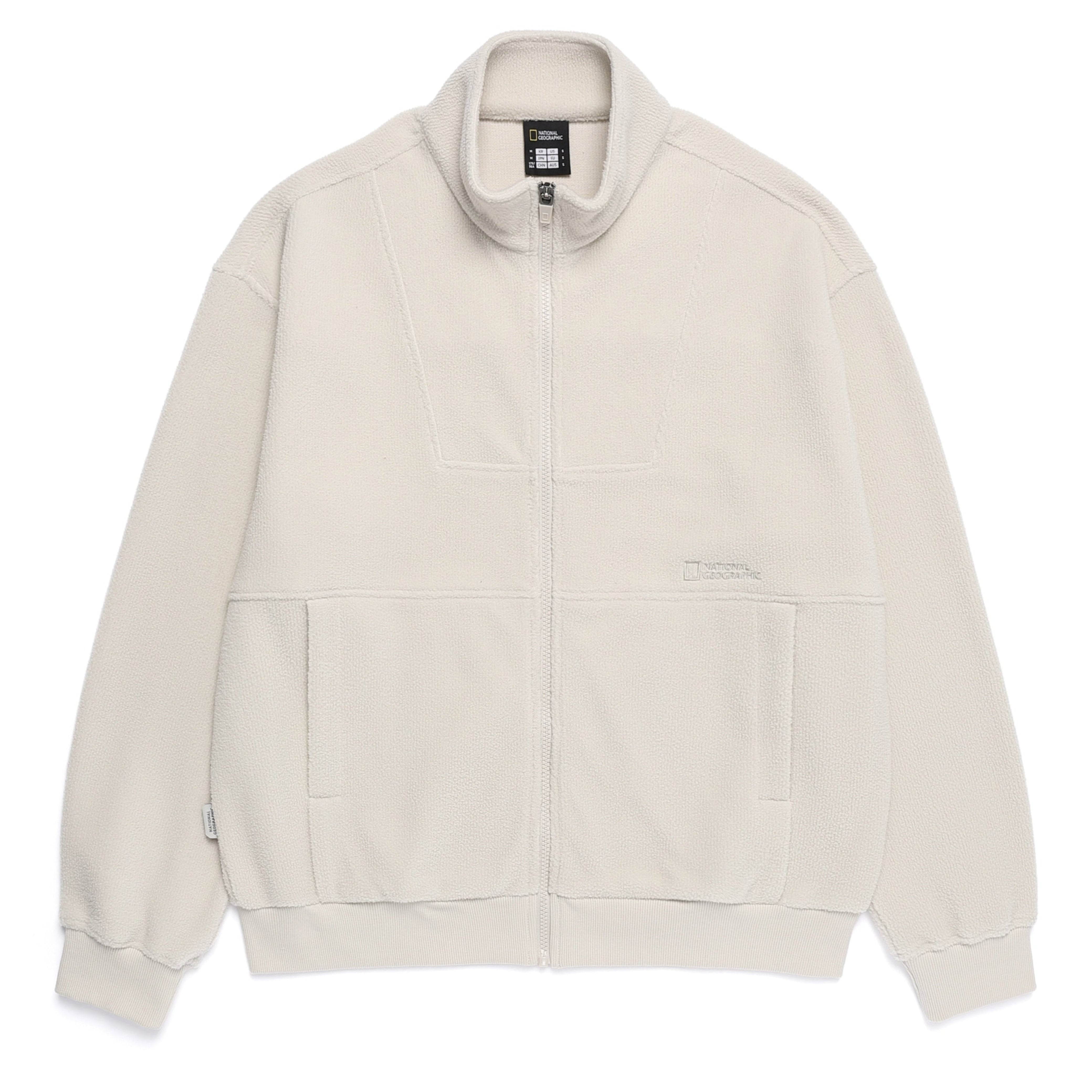 WOMEN MODIFIED FLEECE HIGH NECK FULL ZIP-UP SILVER BIRCH