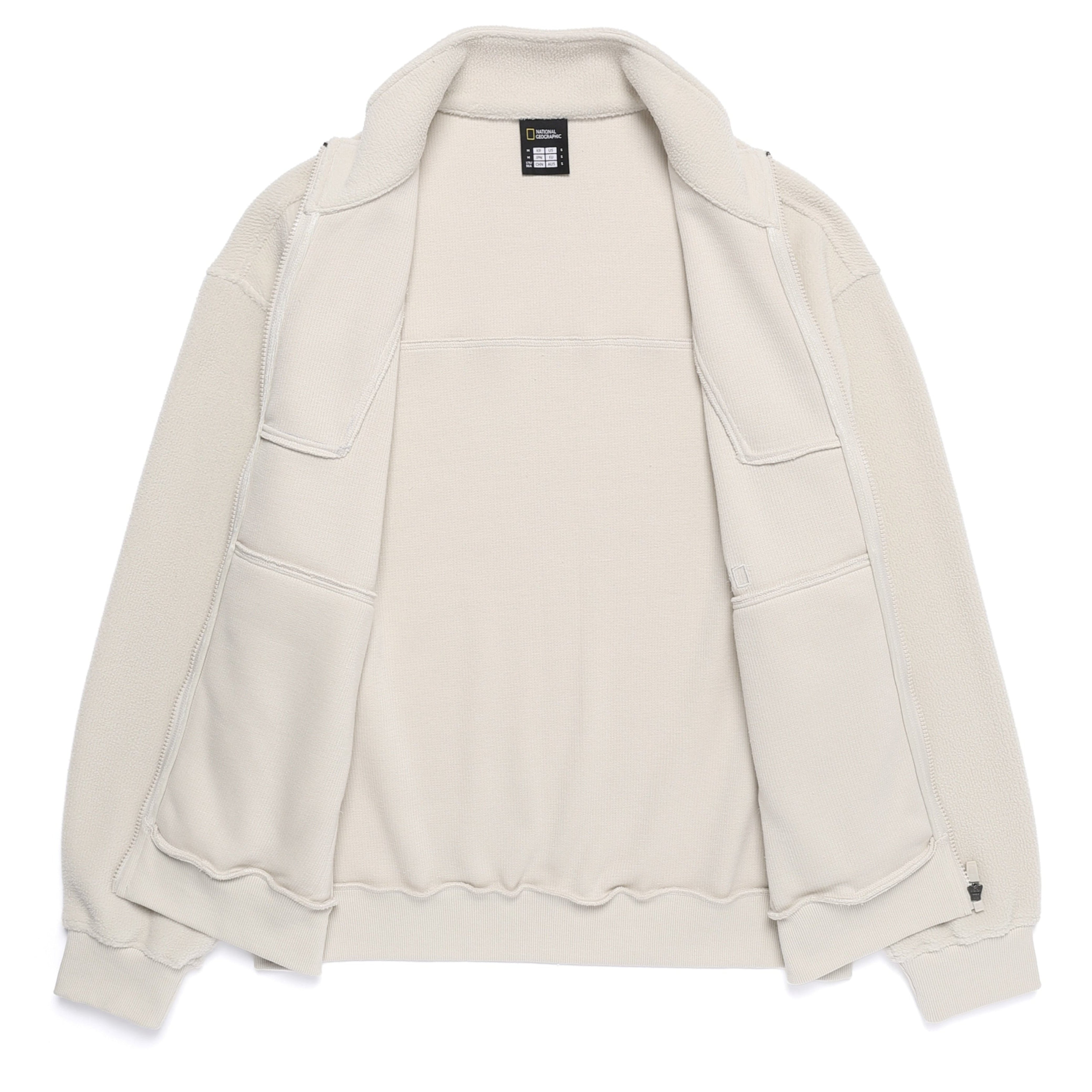 WOMEN MODIFIED FLEECE HIGH NECK FULL ZIP-UP SILVER BIRCH