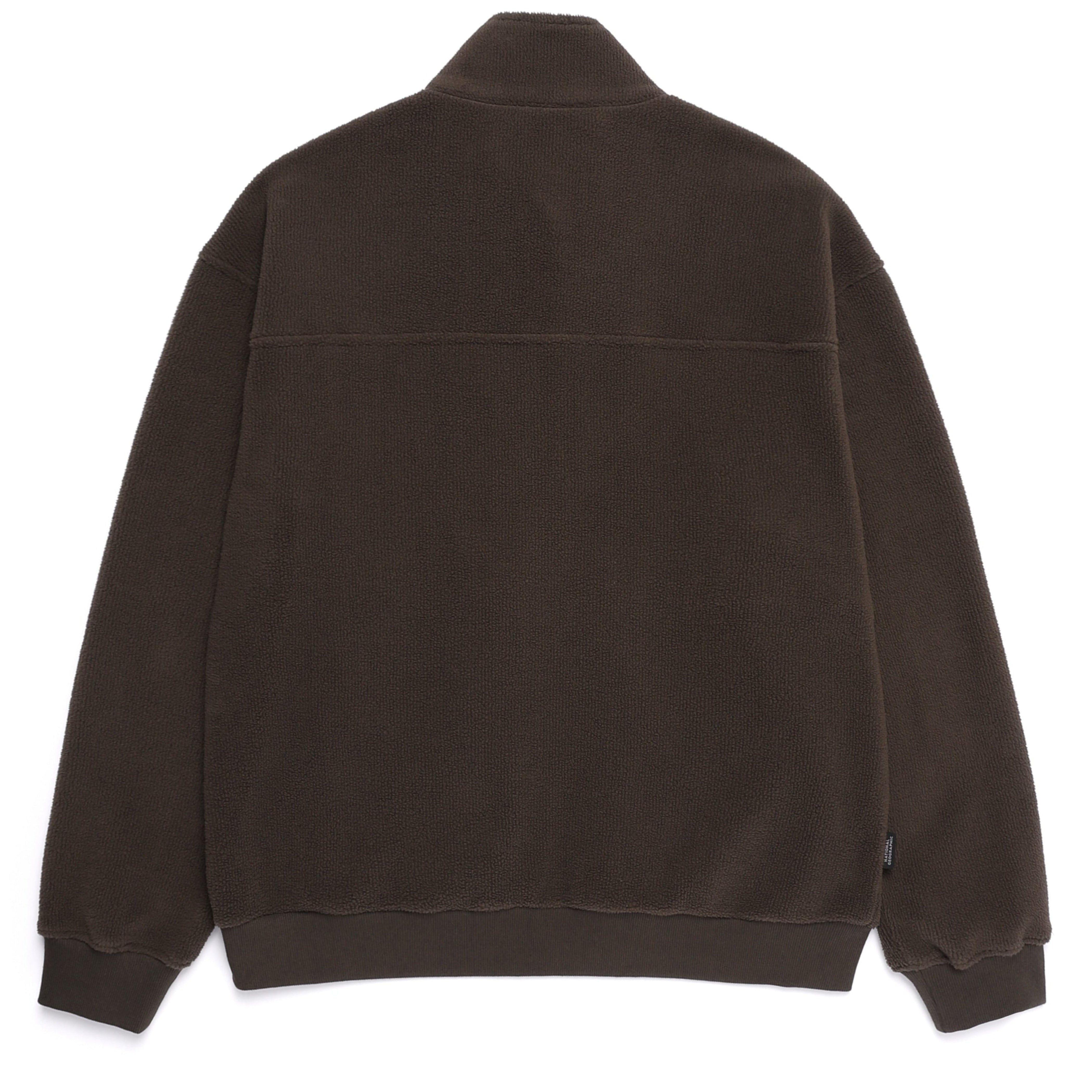 FLEECE HIGH NECK ZIP UP BROWN