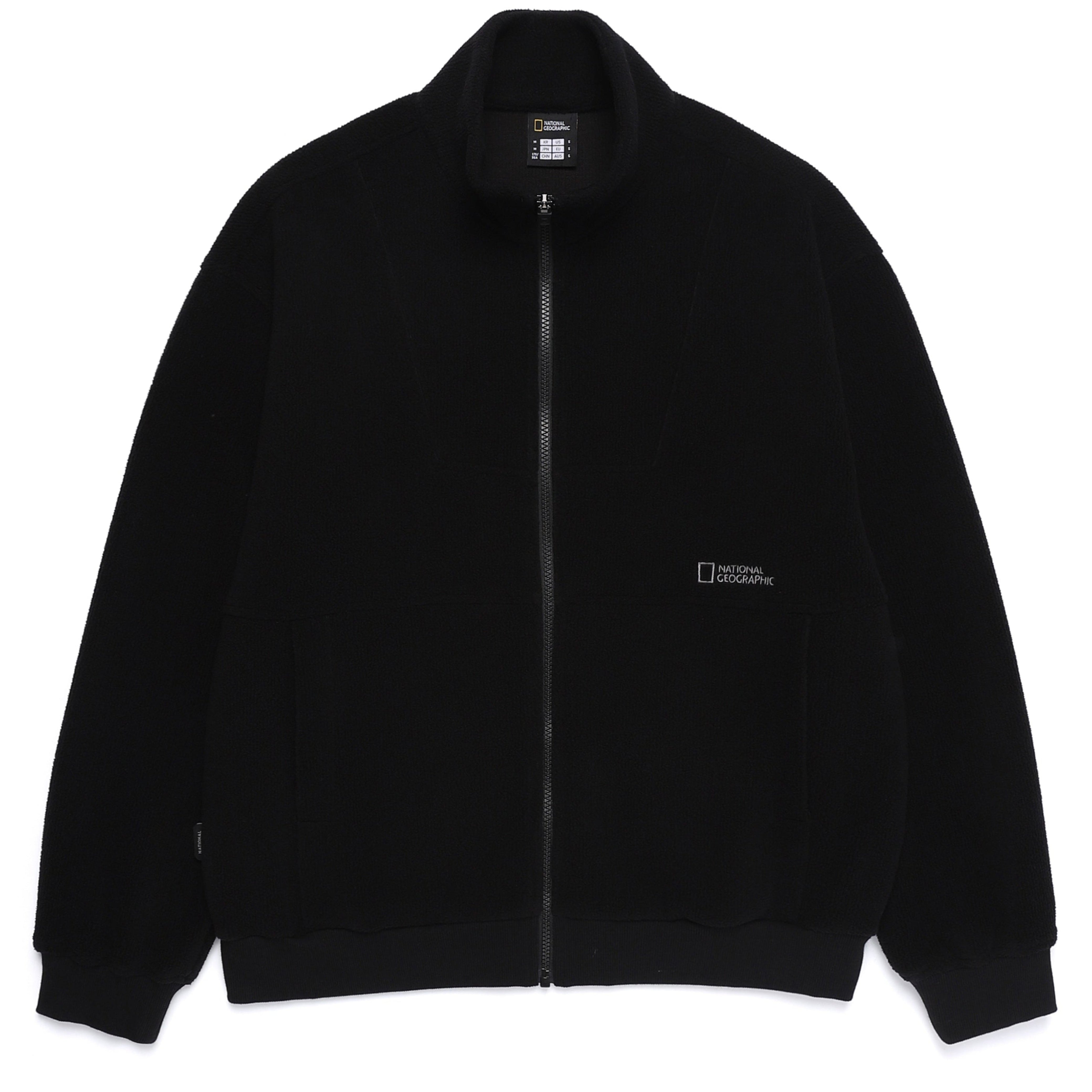 FLEECE HIGH NECK ZIP UP BLACK