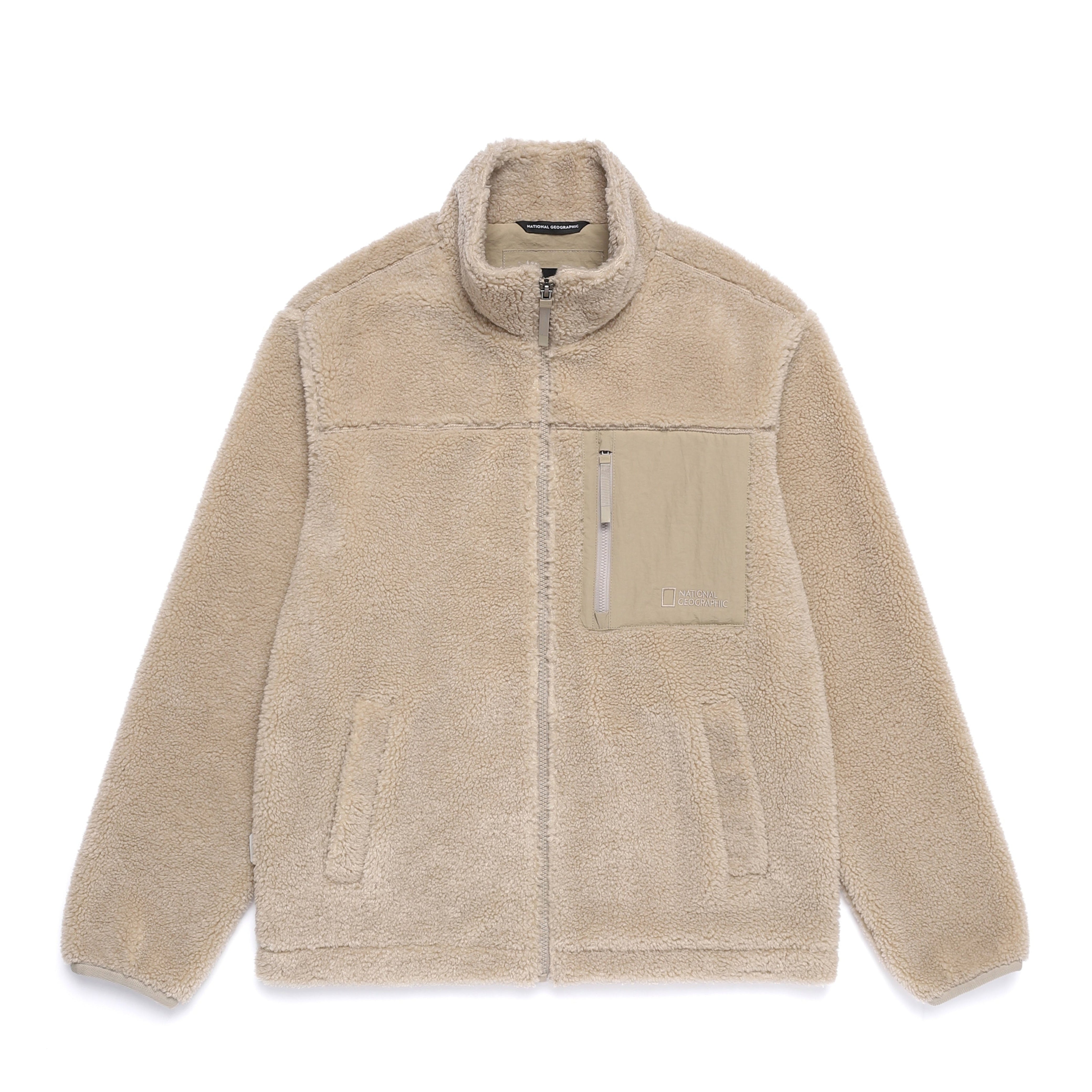 COTTONI FLEECE STANDNECK FLEECE JACKET MOURNING BEIGE