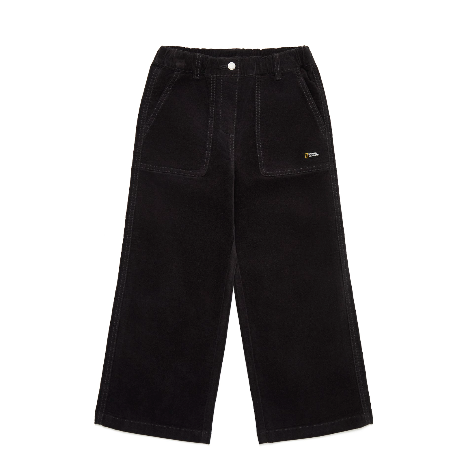 KIDS WOVEN WIDE-FIT PANTS (BRUSHED) D/GREY