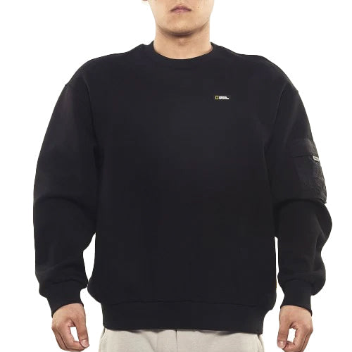 NRN SLEEVE POCKET SEMI-OVER FIT SWEATSHIRT CARBON BLACK