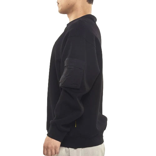 NRN SLEEVE POCKET SEMI-OVER FIT SWEATSHIRT CARBON BLACK