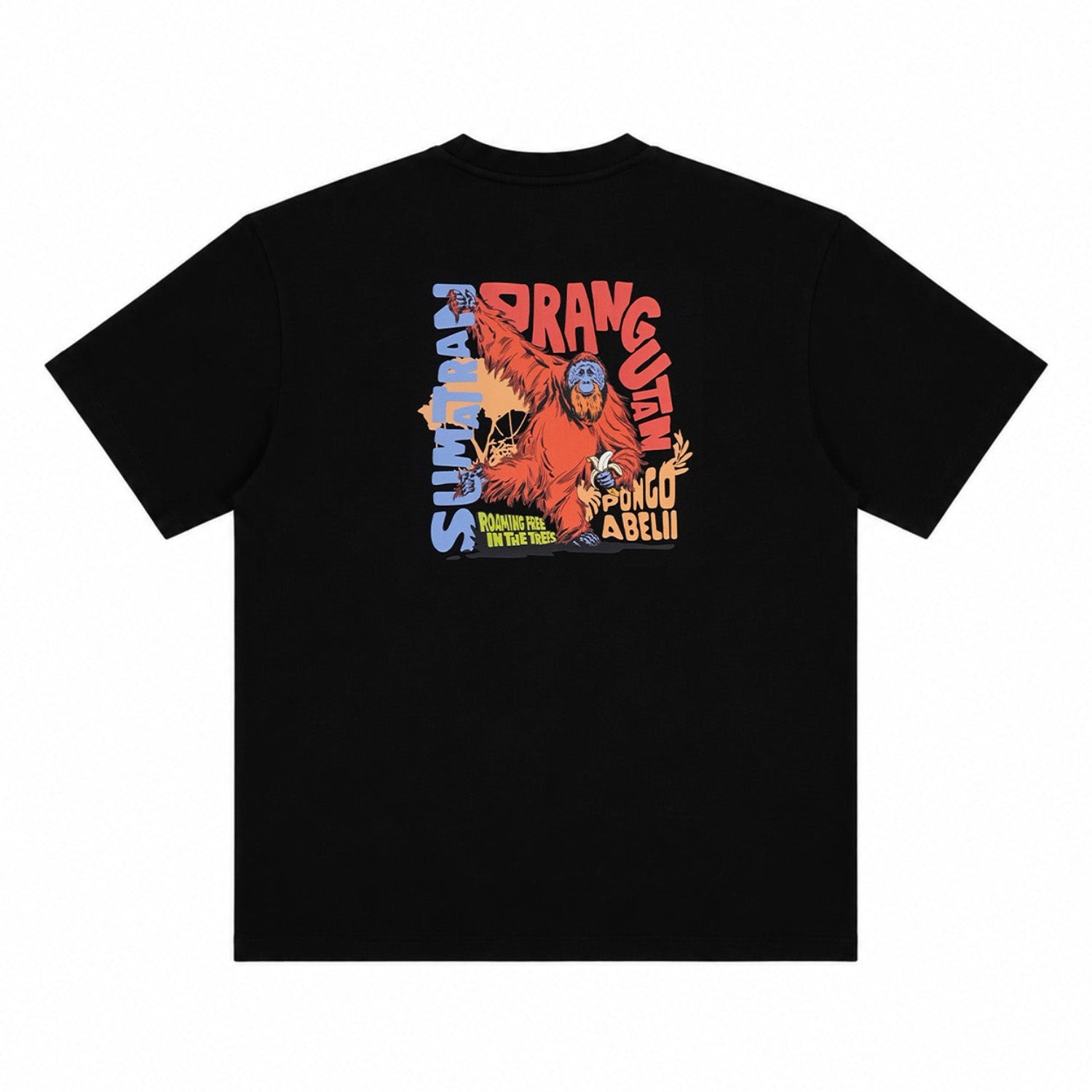 INDONESIA ORANGUTAN SHORT SLEEVE T-SHIRT (SEMI OVER FIT) BLACK