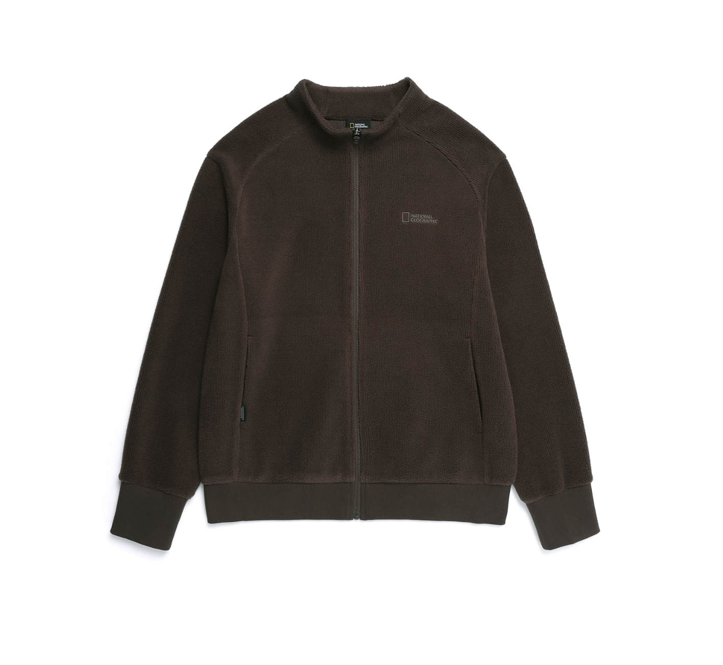 WOMEN MODIFIED FLEECE HIGH NECK FULL ZIP-UP BROWN