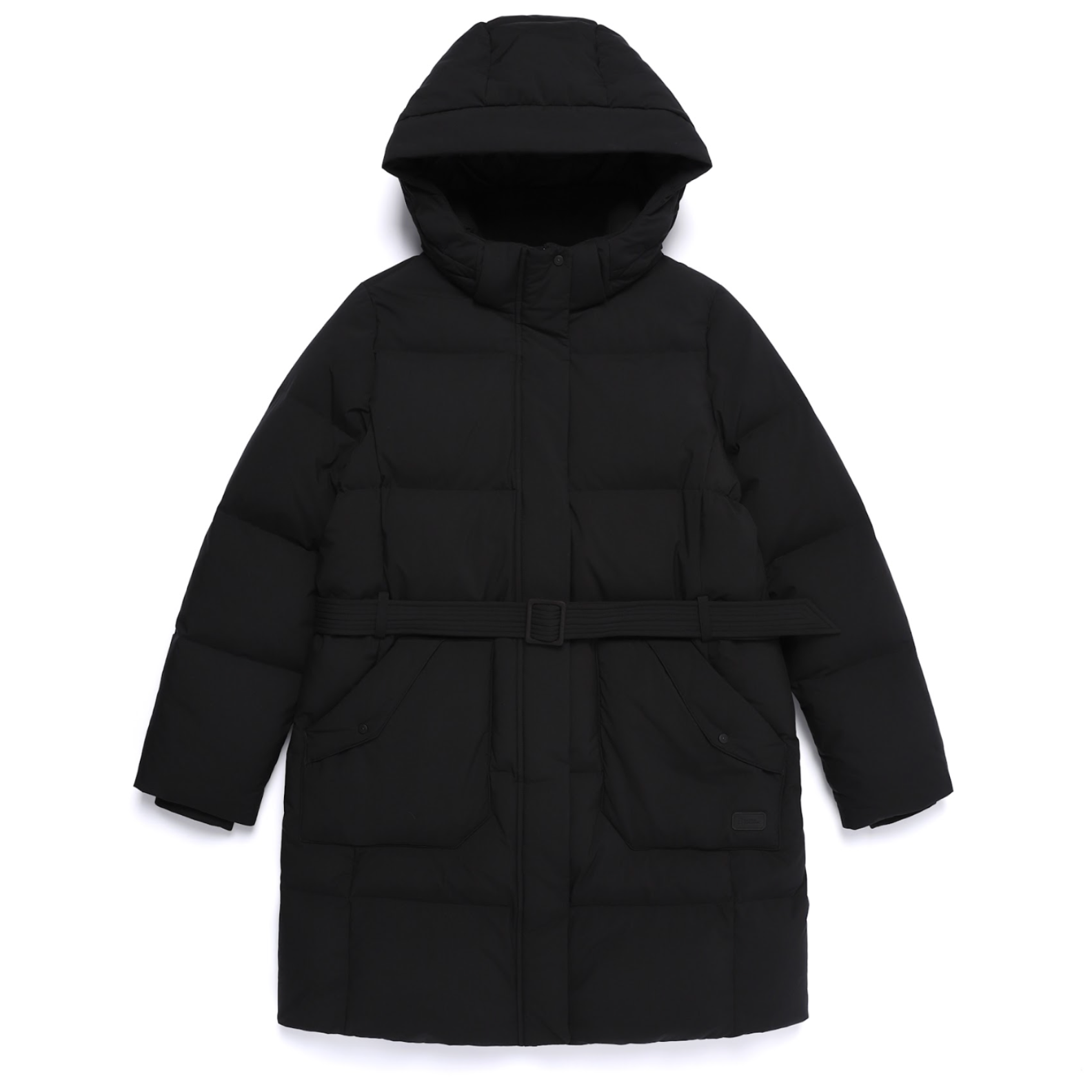 WOMEN MID-LENGTH DETACHABLE HOOD GOOSE DOWN JUMPER BLACK