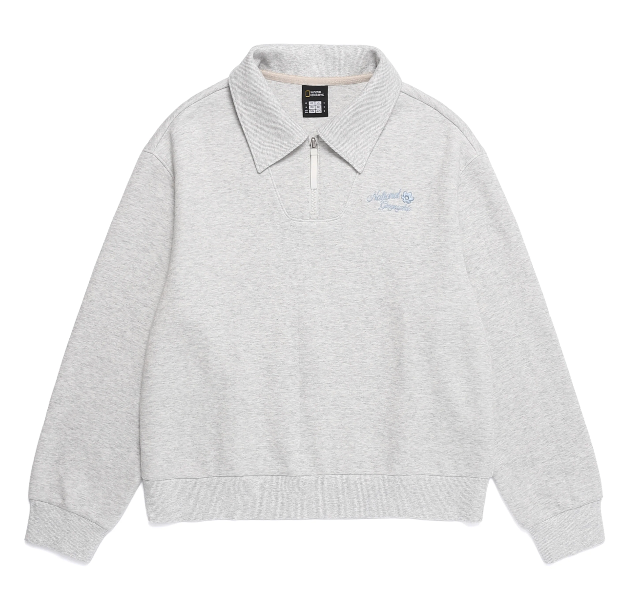 WOMEN MODAL SMALL LOGO EMBROIDERED COLLAR SWEATSHIRT OATMEAL