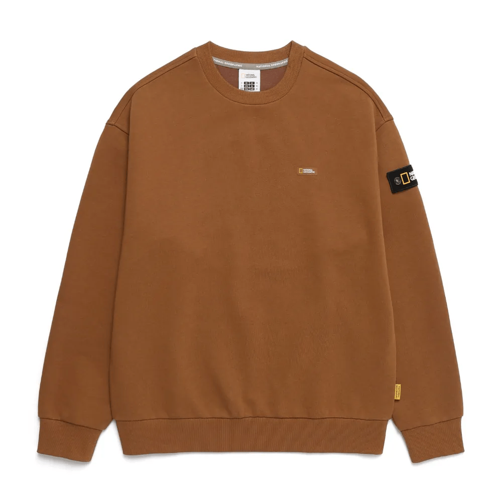 UNISEX GLACIER GRAPHIC SEMI-OVERSIZED SWEATSHIRT - TAN