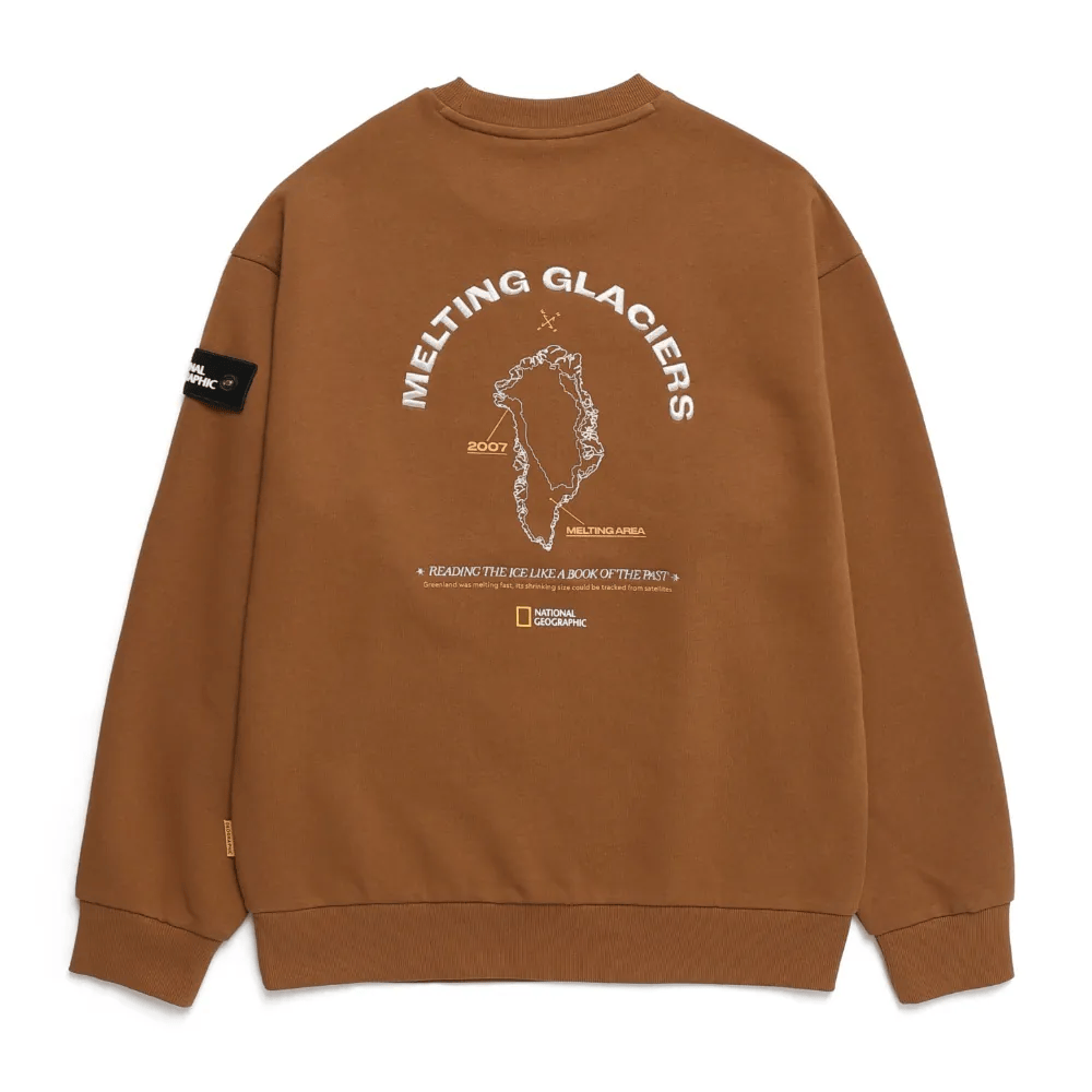 UNISEX GLACIER GRAPHIC SEMI-OVERSIZED SWEATSHIRT - TAN