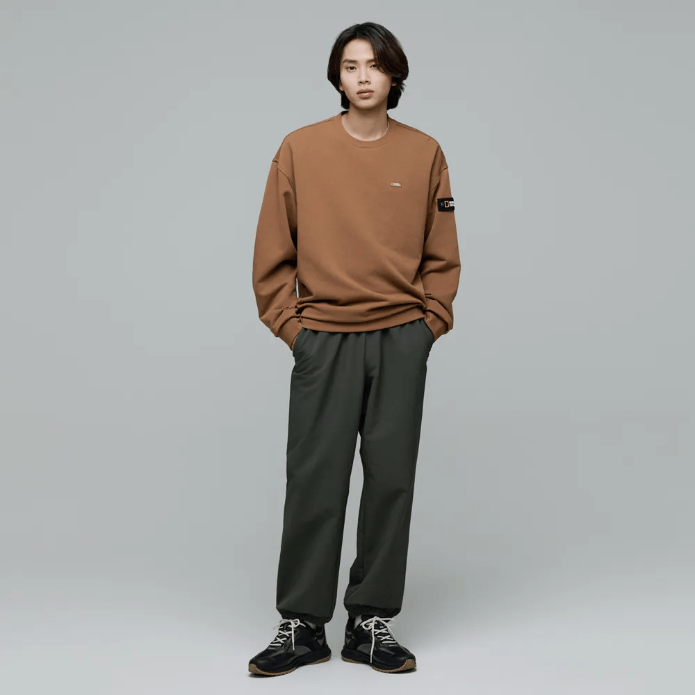 UNISEX GLACIER GRAPHIC SEMI-OVERSIZED SWEATSHIRT - TAN