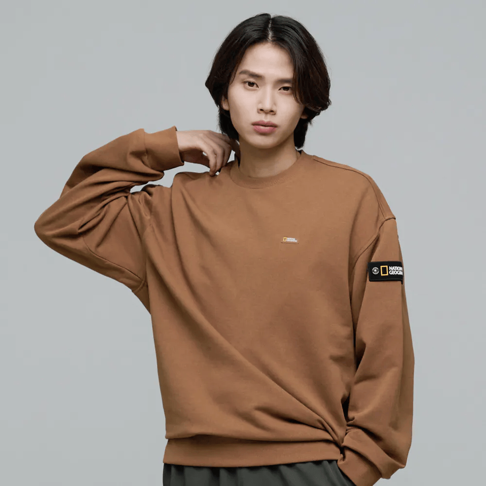UNISEX GLACIER GRAPHIC SEMI-OVERSIZED SWEATSHIRT - TAN
