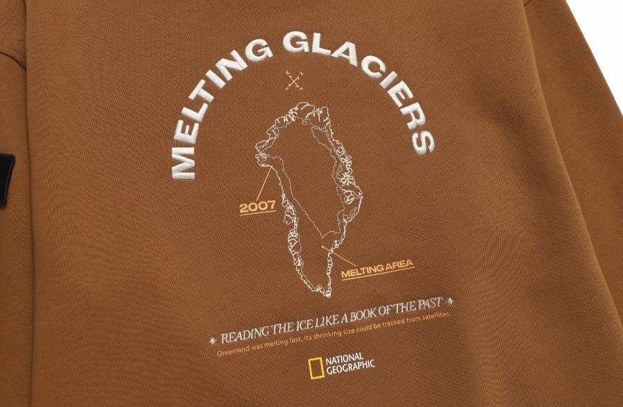 UNISEX GLACIER GRAPHIC SEMI-OVERSIZED SWEATSHIRT - TAN