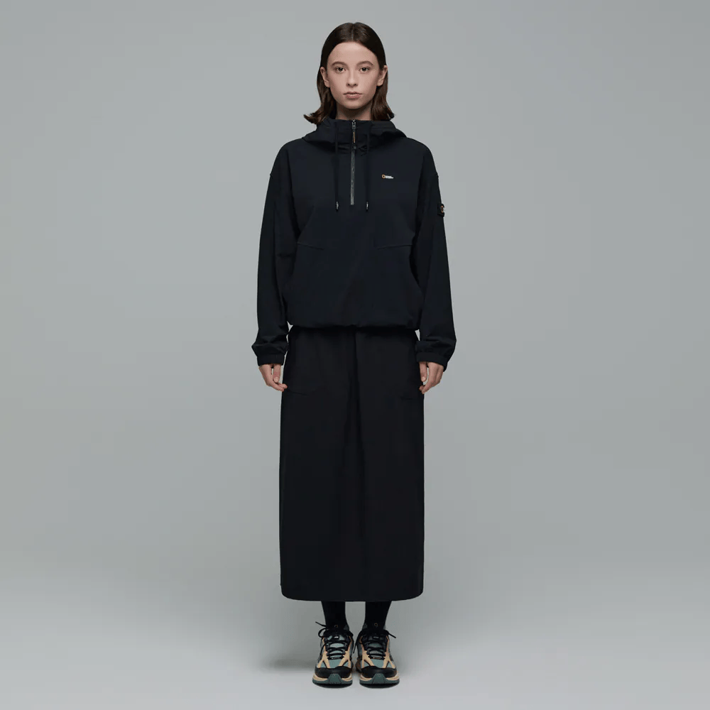 WOMEN'S ARCHELON STRETCHED WOVEN HOODIE ANORAK CARBON BLACK