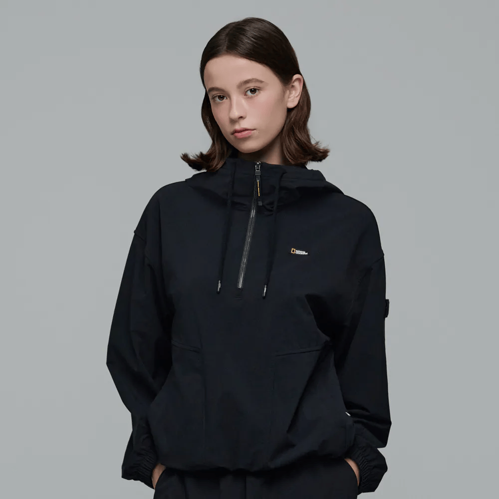 WOMEN'S ARCHELON STRETCHED WOVEN HOODIE ANORAK CARBON BLACK