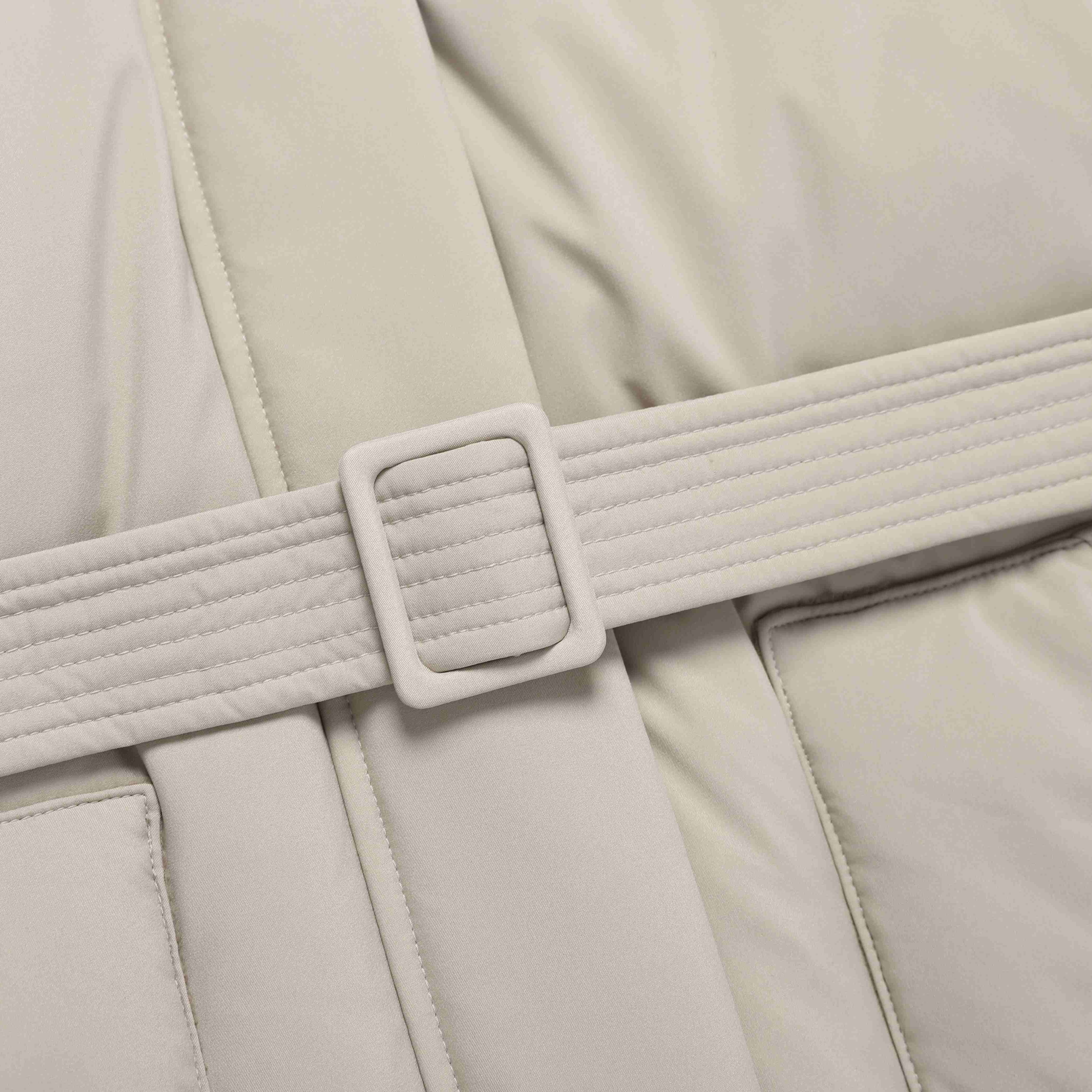 WOMEN MID-LENGTH DETACHABLE HOOD GOOSE DOWN JUMPER MOURNING BEIGE