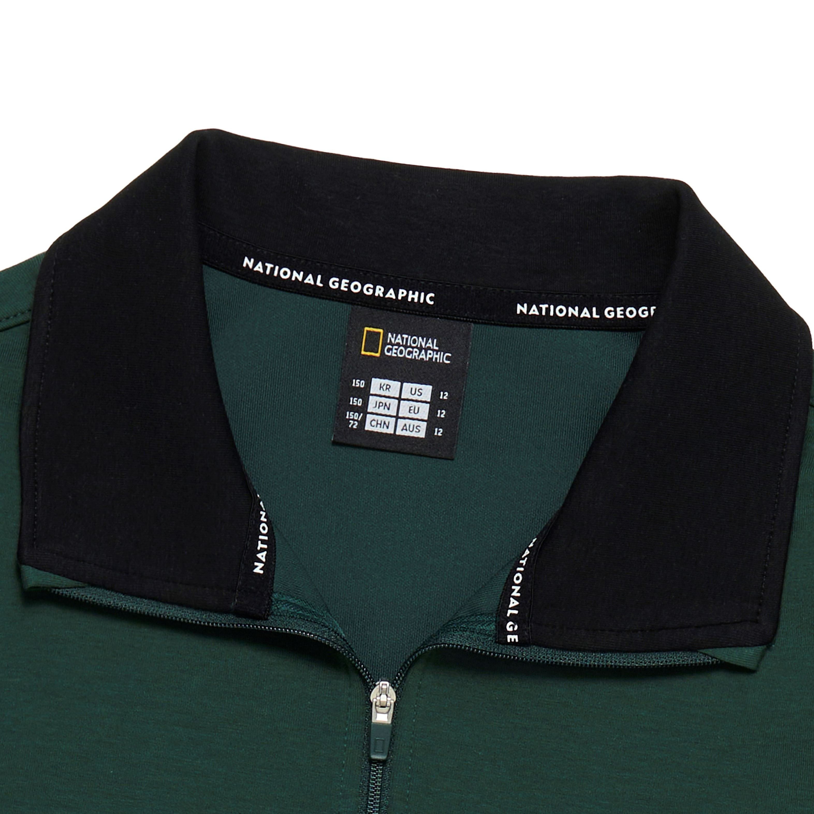 KIDS HALF ZIP-UP GRAPHIC SWEATSHIRT D/GREEN