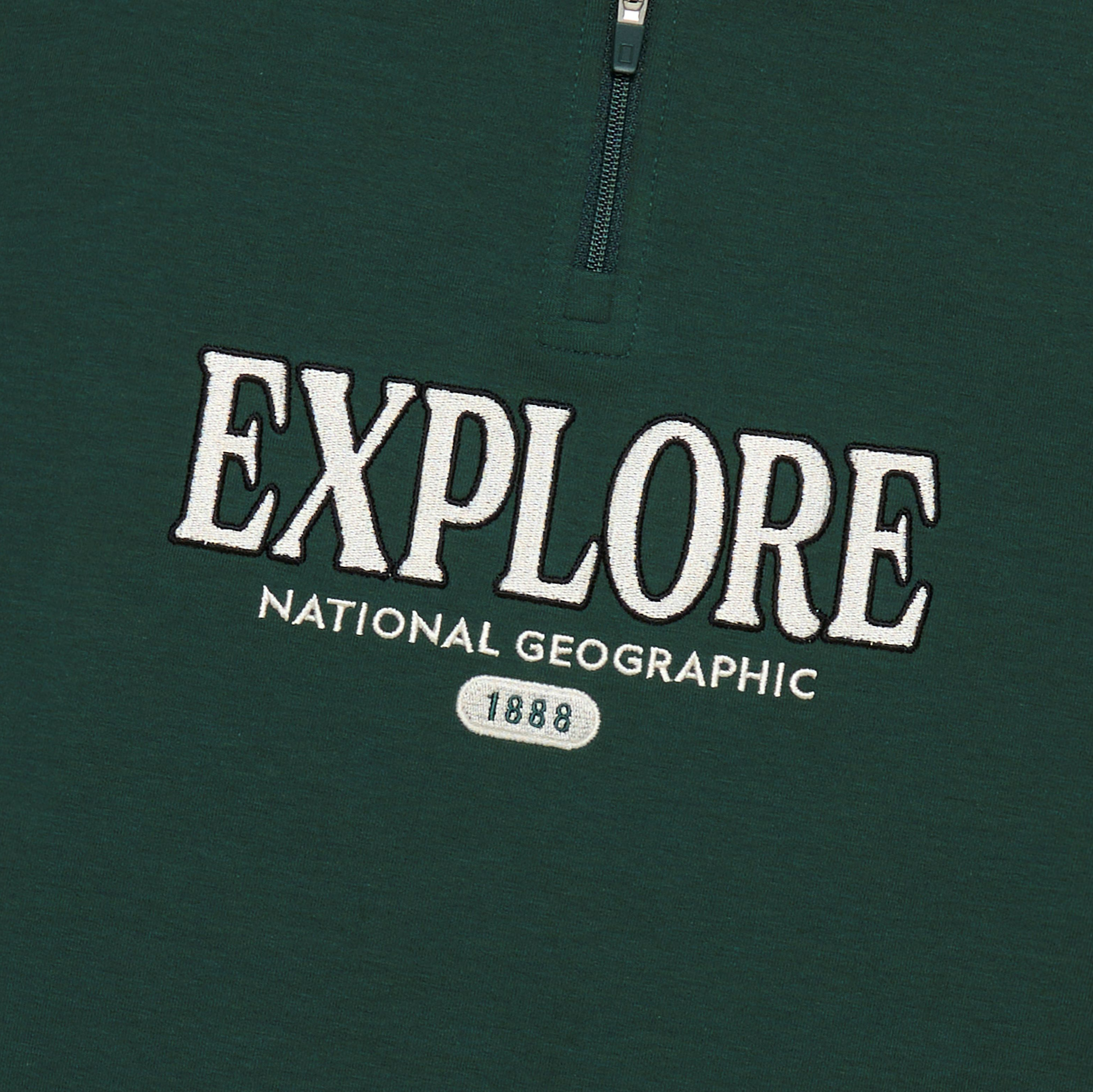 KIDS HALF ZIP-UP GRAPHIC SWEATSHIRT D/GREEN