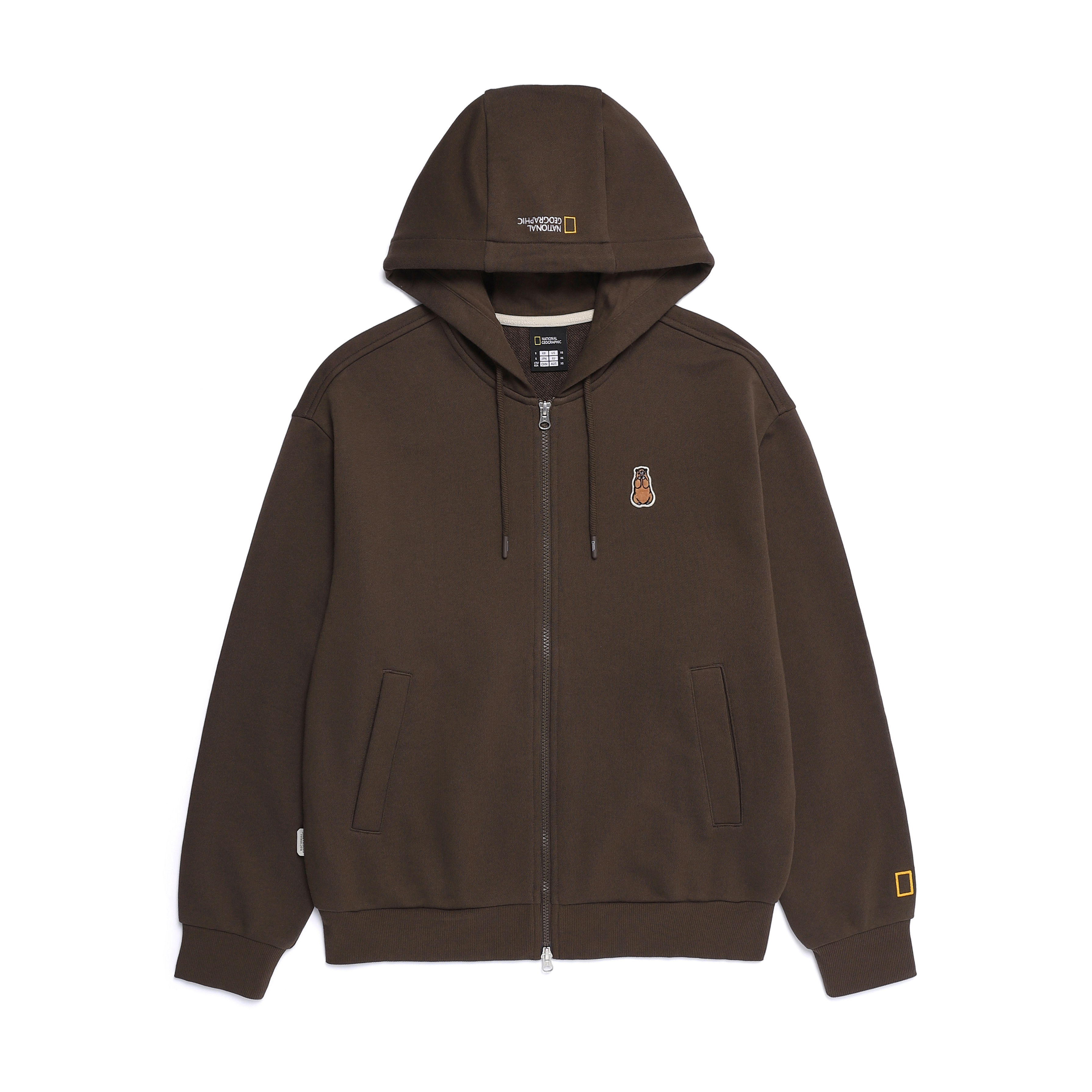 ANIMAL PATCH HOODIE ZIP-UP BROWN