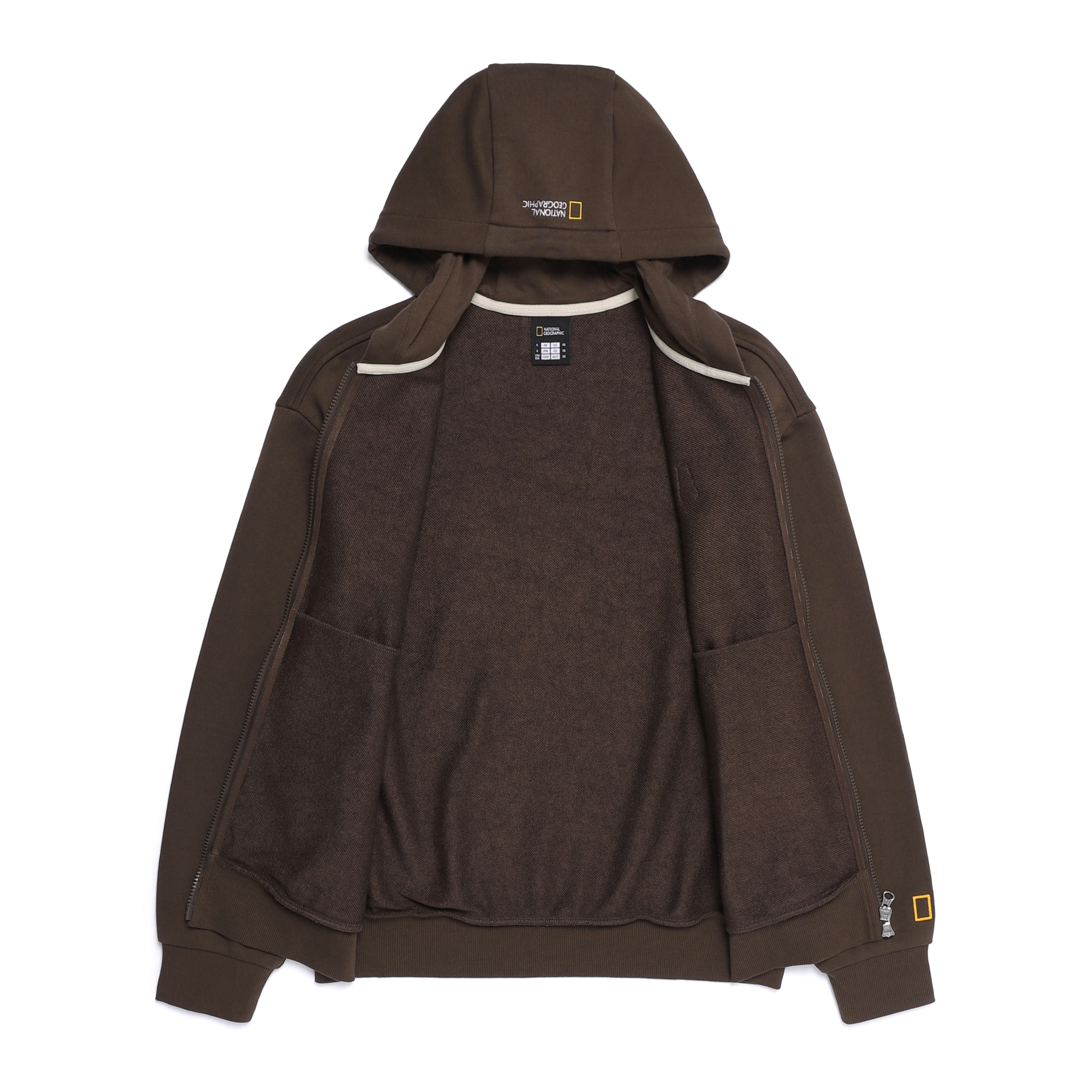 ANIMAL PATCH HOODIE ZIP-UP BROWN