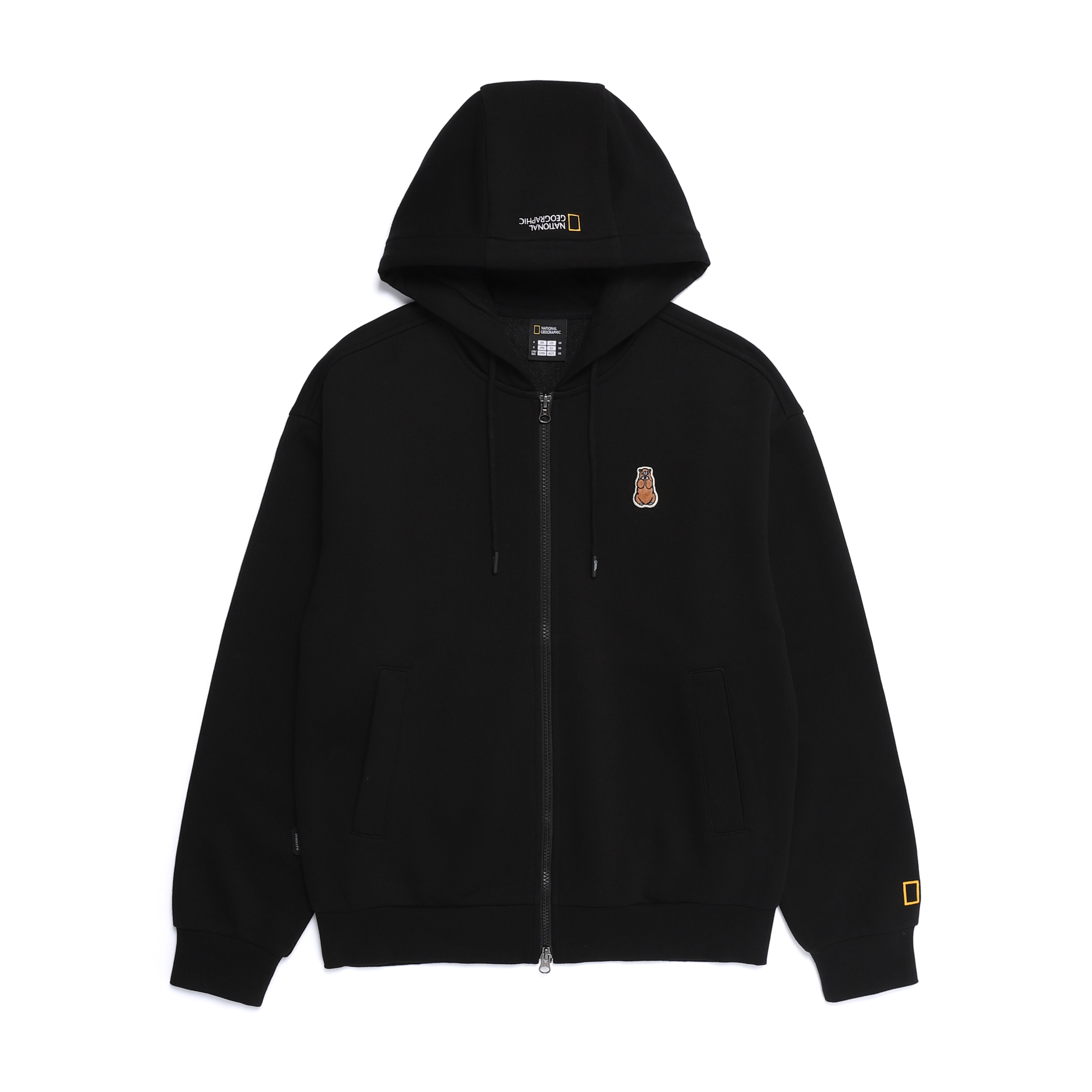 ANIMAL PATCH HOODIE ZIP-UP BLACK