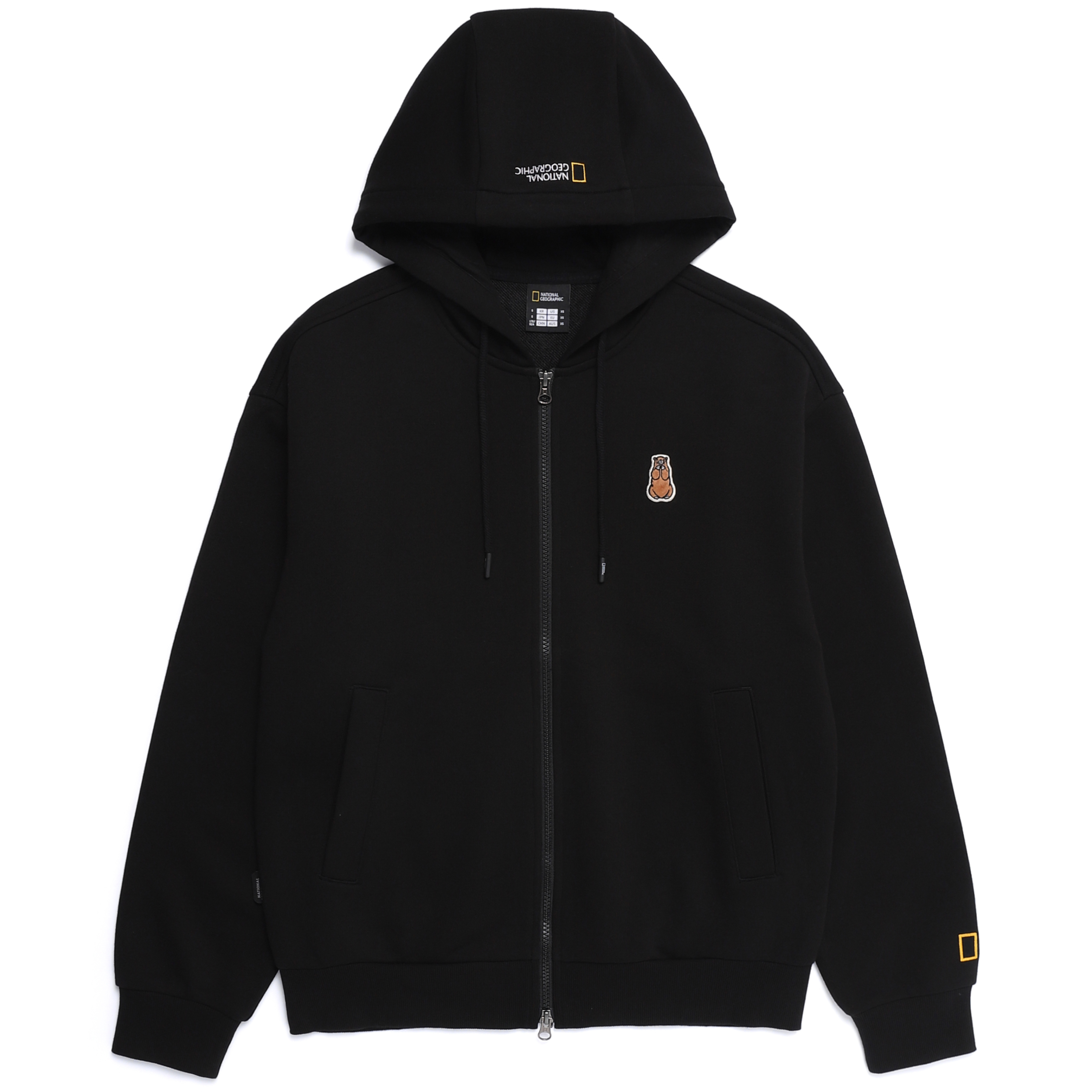ANIMAL PATCH HOODIE ZIP-UP BLACK
