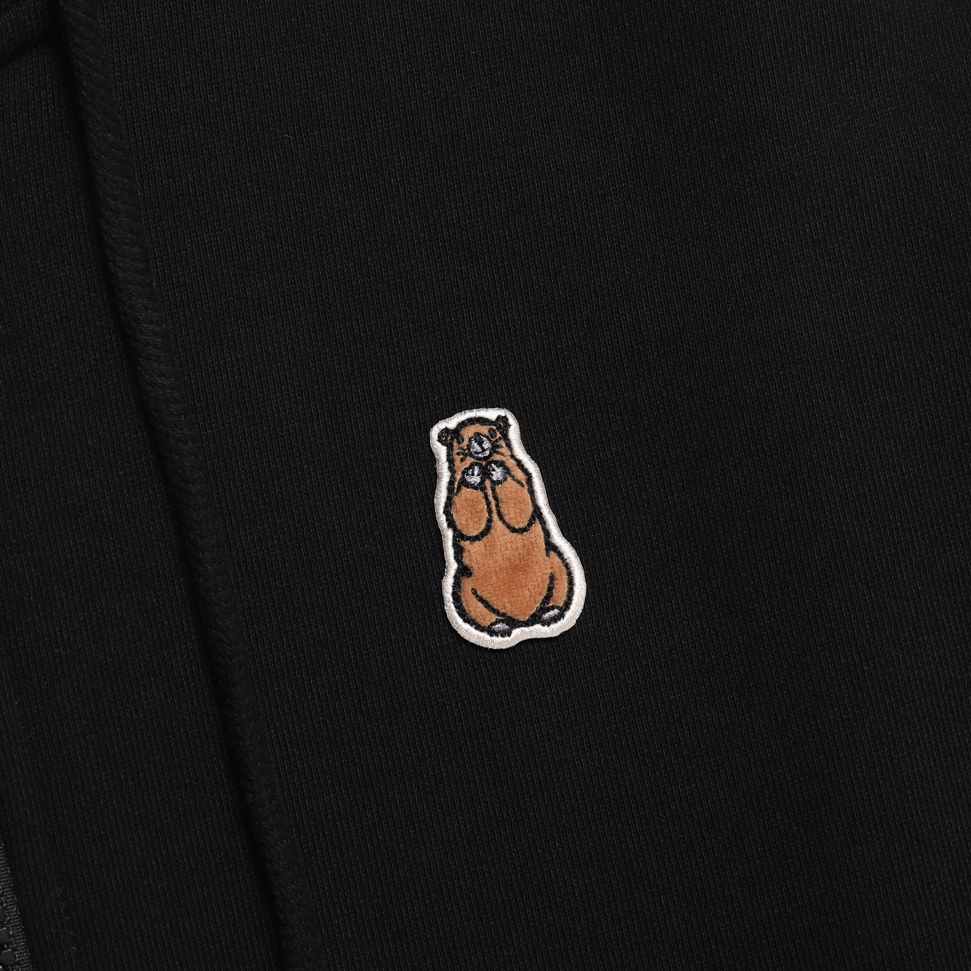 ANIMAL PATCH HOODIE ZIP-UP BLACK