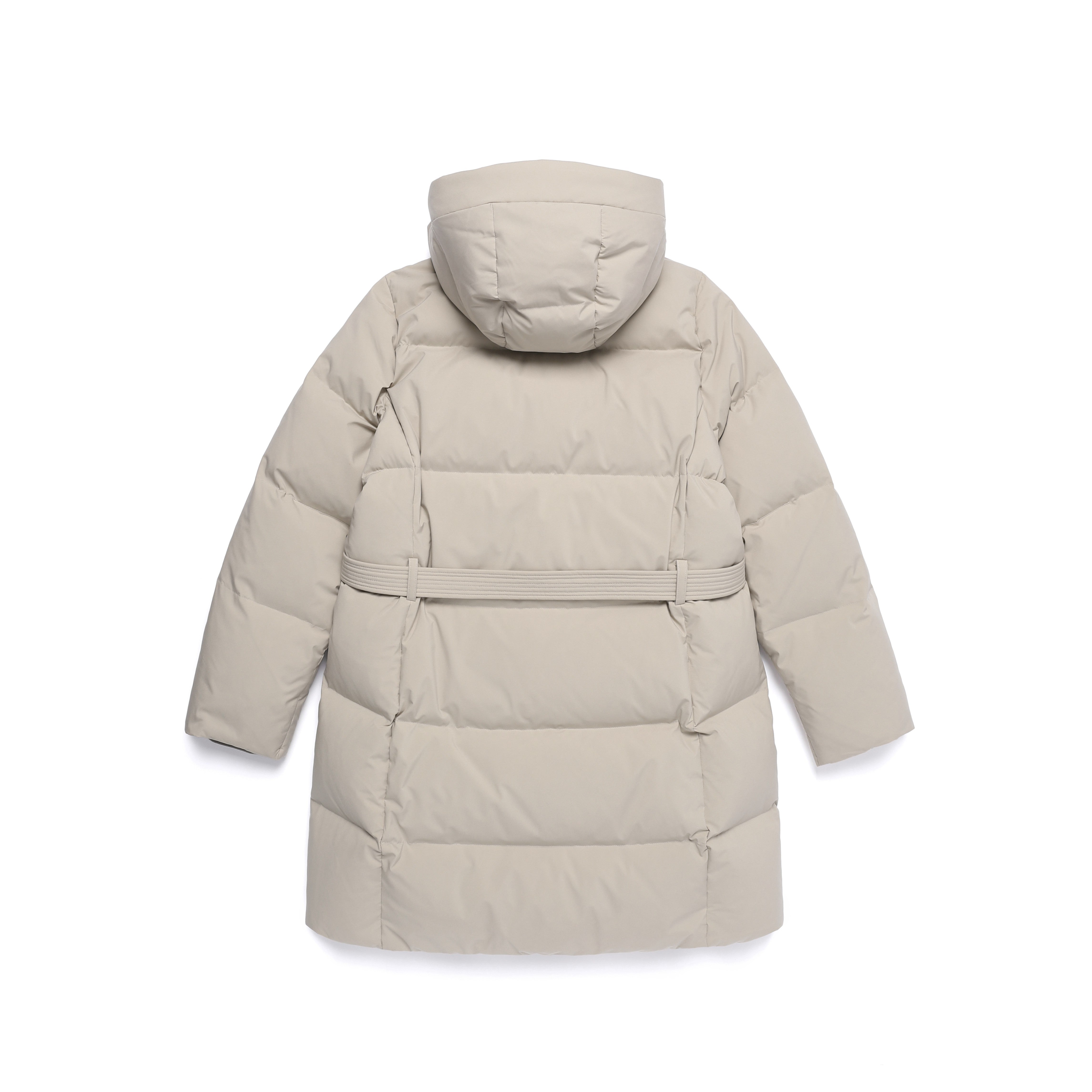 WOMEN MID-LENGTH DETACHABLE HOOD GOOSE DOWN JUMPER MOURNING BEIGE