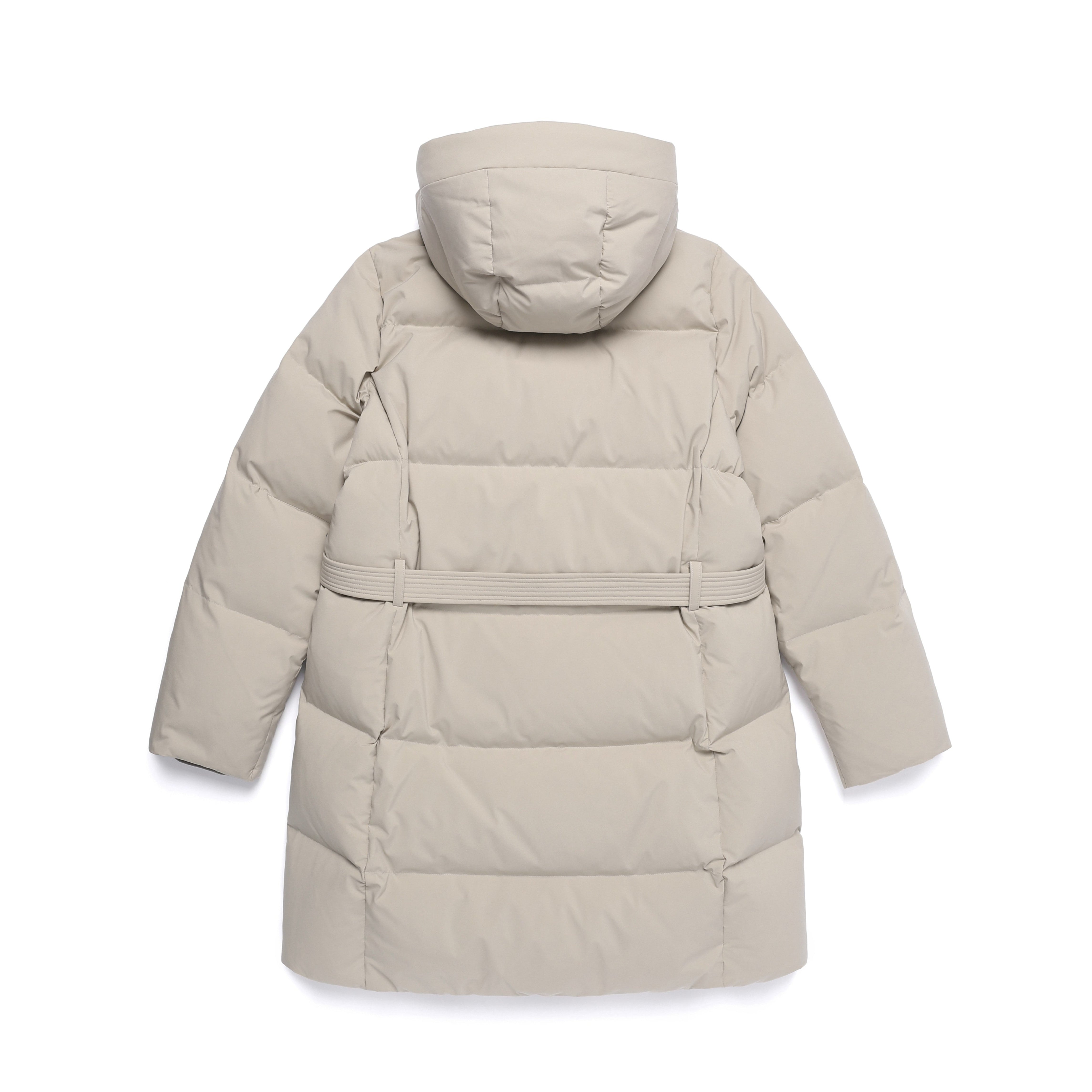 WOMEN MID-LENGTH DETACHABLE HOOD GOOSE DOWN JUMPER MOURNING BEIGE