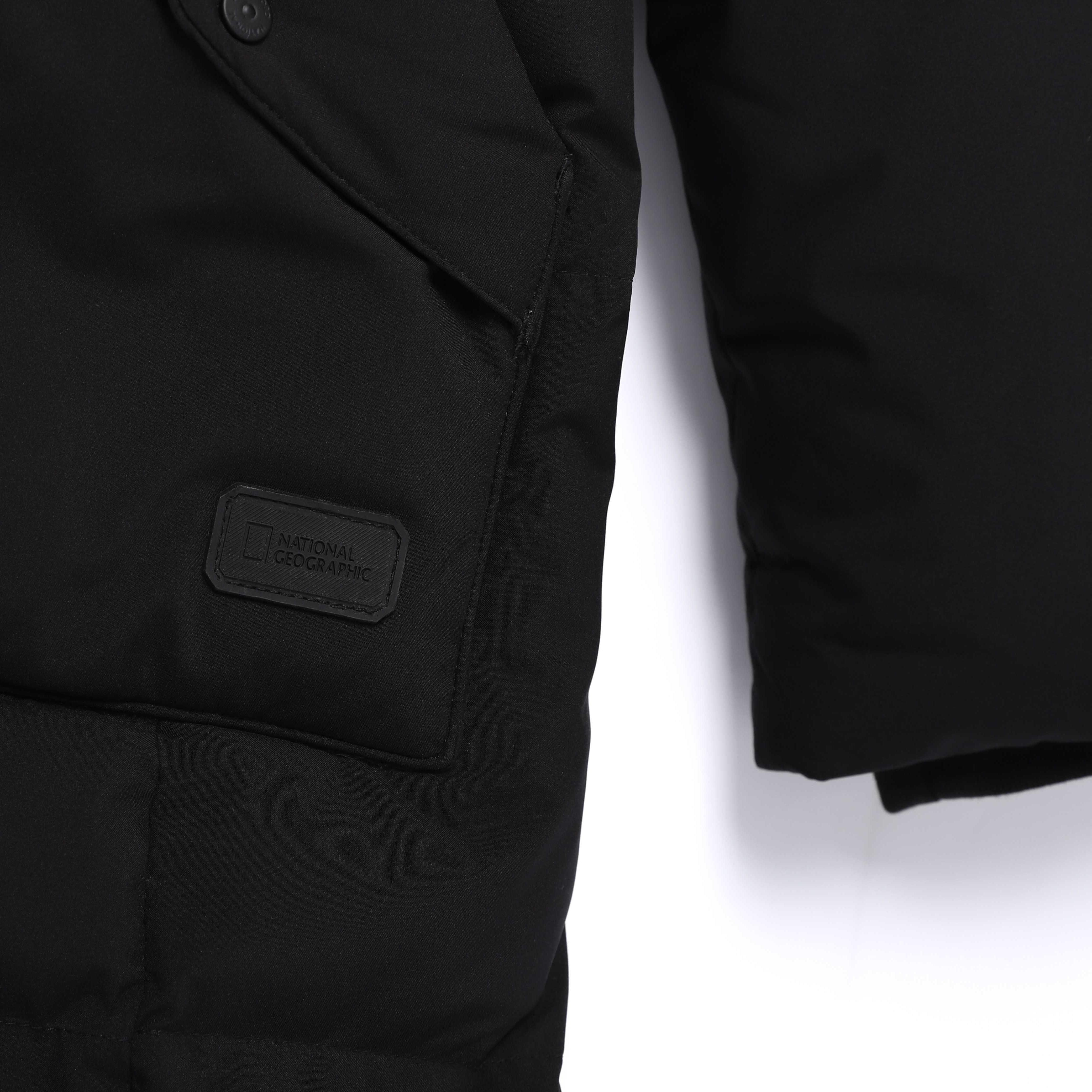 WOMEN MID-LENGTH DETACHABLE HOOD GOOSE DOWN JUMPER BLACK