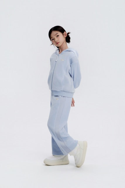 KIDS VELOUR HOODIE FULL-ZIP UP ICE BLUE