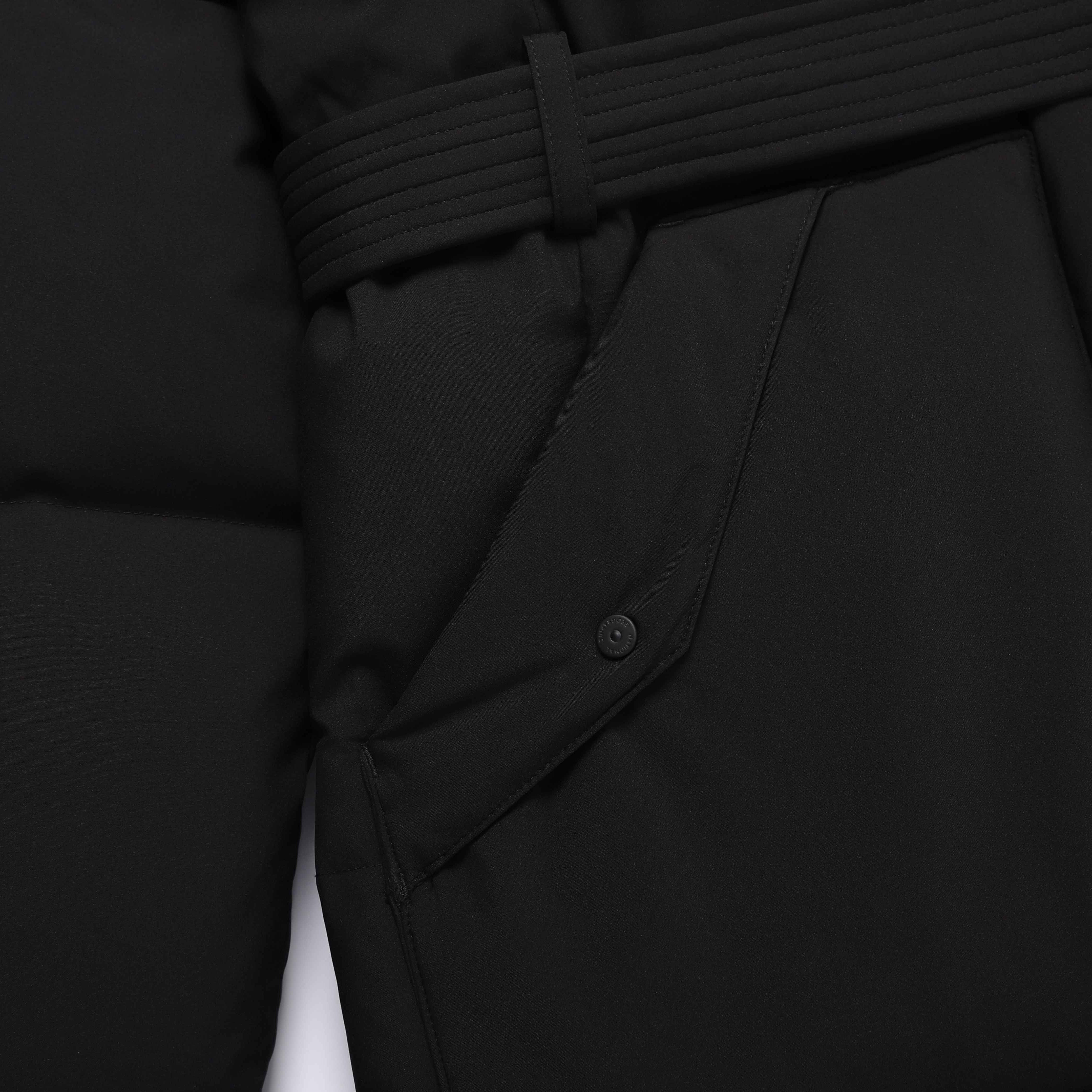 WOMEN MID-LENGTH DETACHABLE HOOD GOOSE DOWN JUMPER BLACK