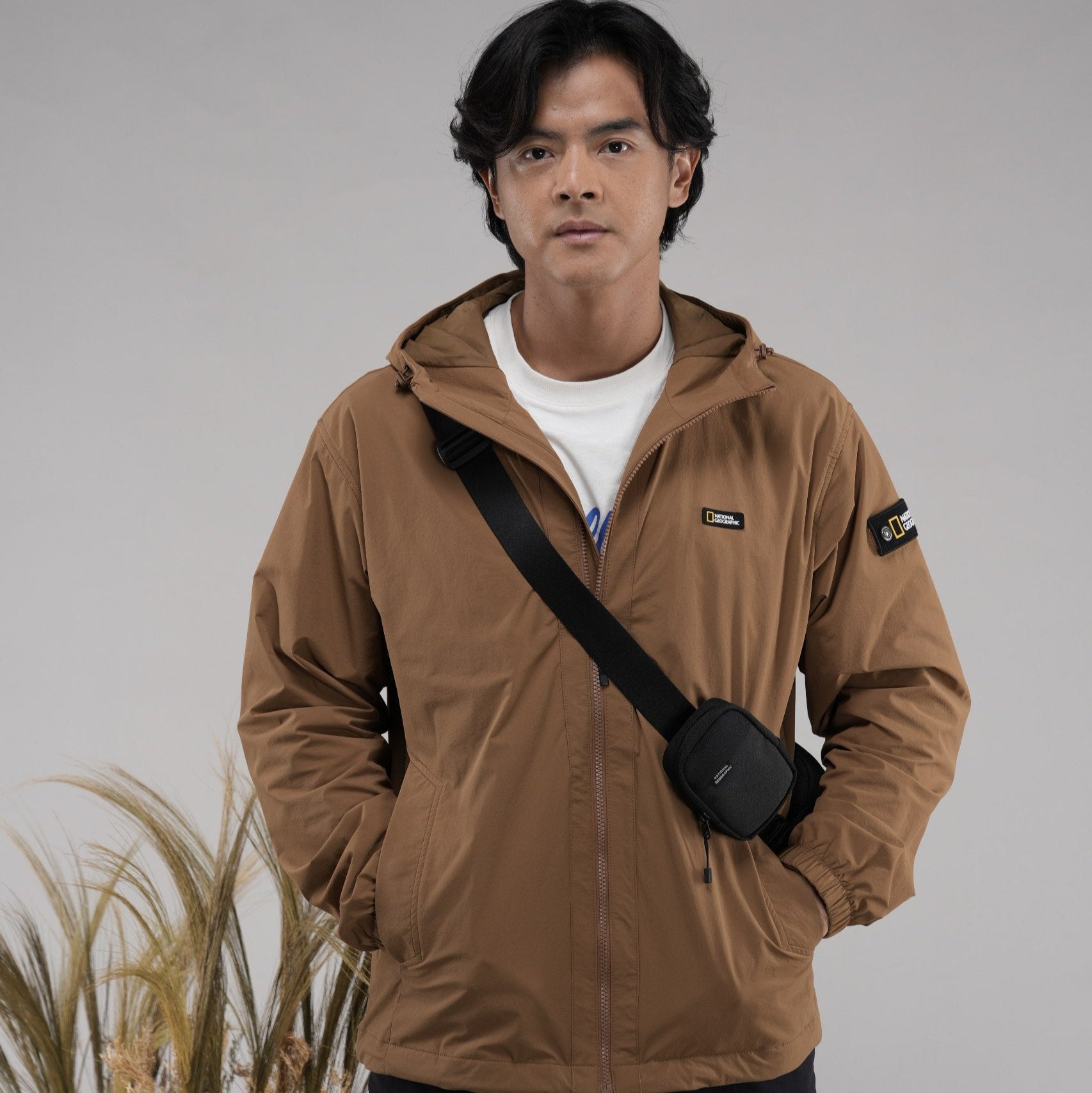ARCHELON STRETCHED WOVEN ZIP-UP HOODIE S/ORANGE