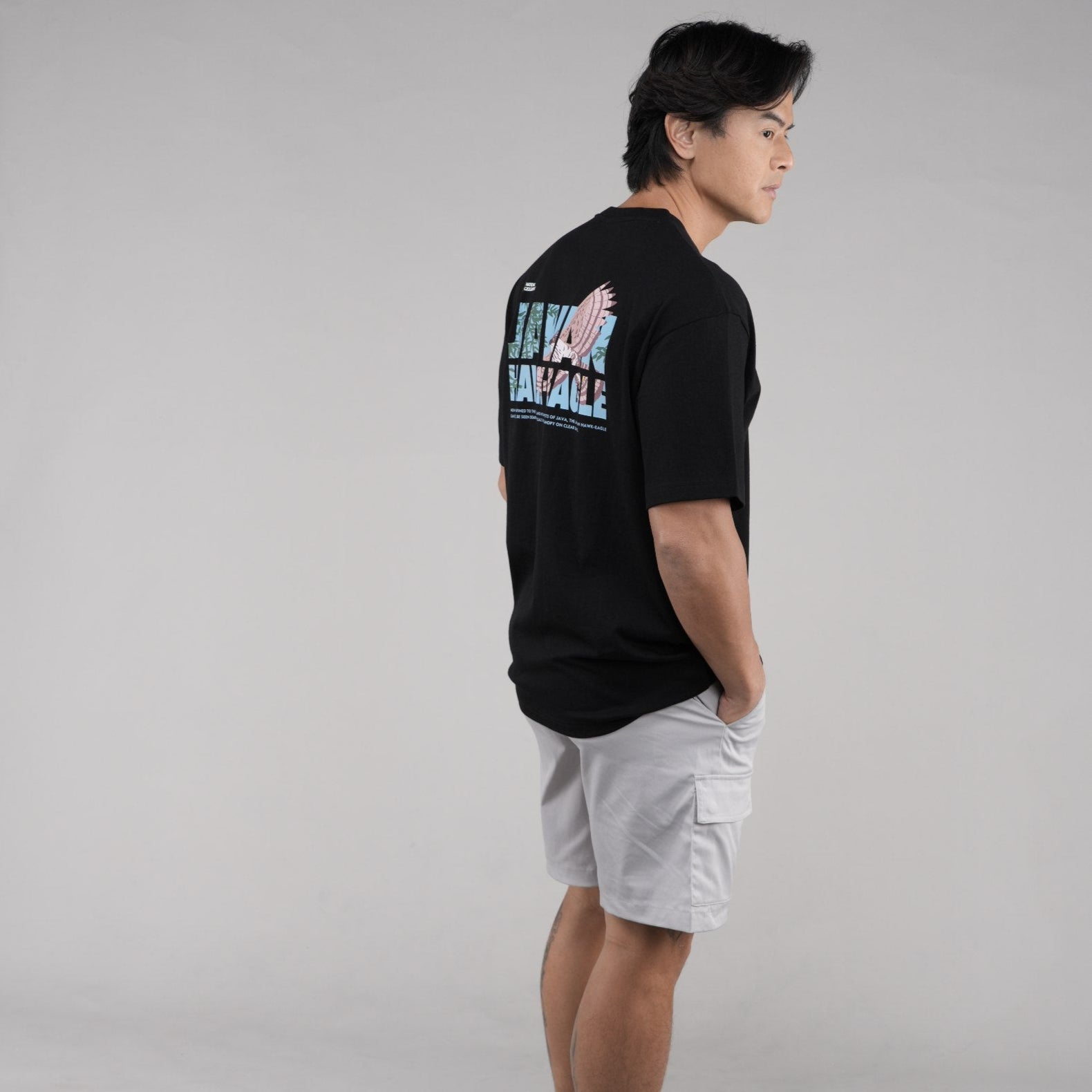 INDONESIA EAGLE GRAPHIC T-SHIRT (SEMI OVER FIT) BLACK
