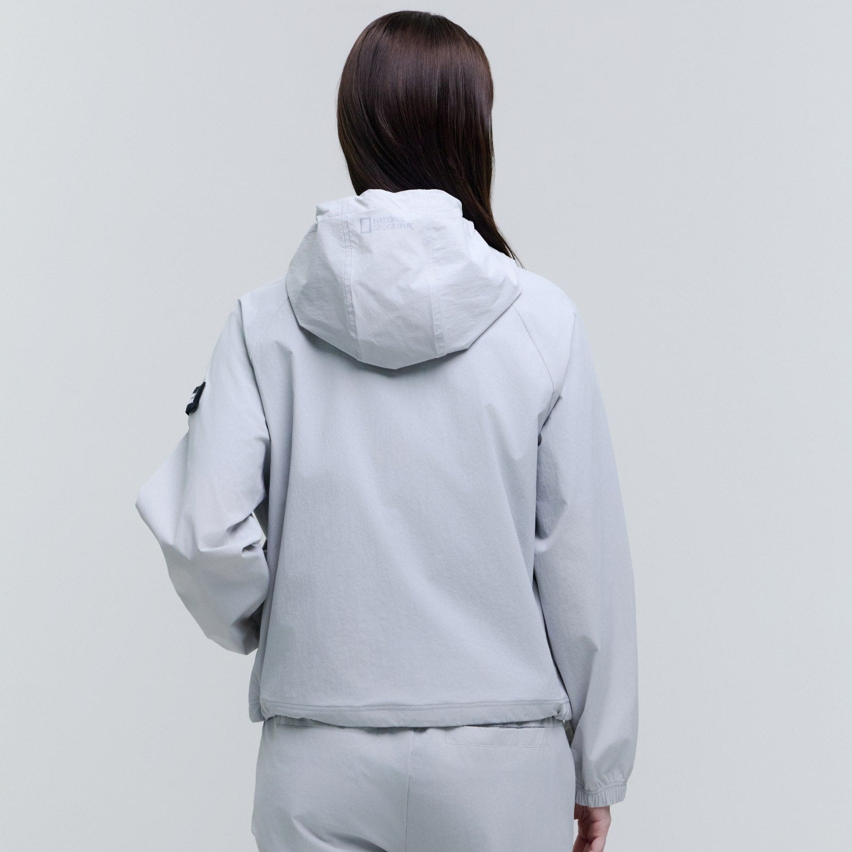 WOMEN ADELIE LIGHT WOVEN STRETCH FULL ZIP UP HOODIE JUMPER SILVER GREY