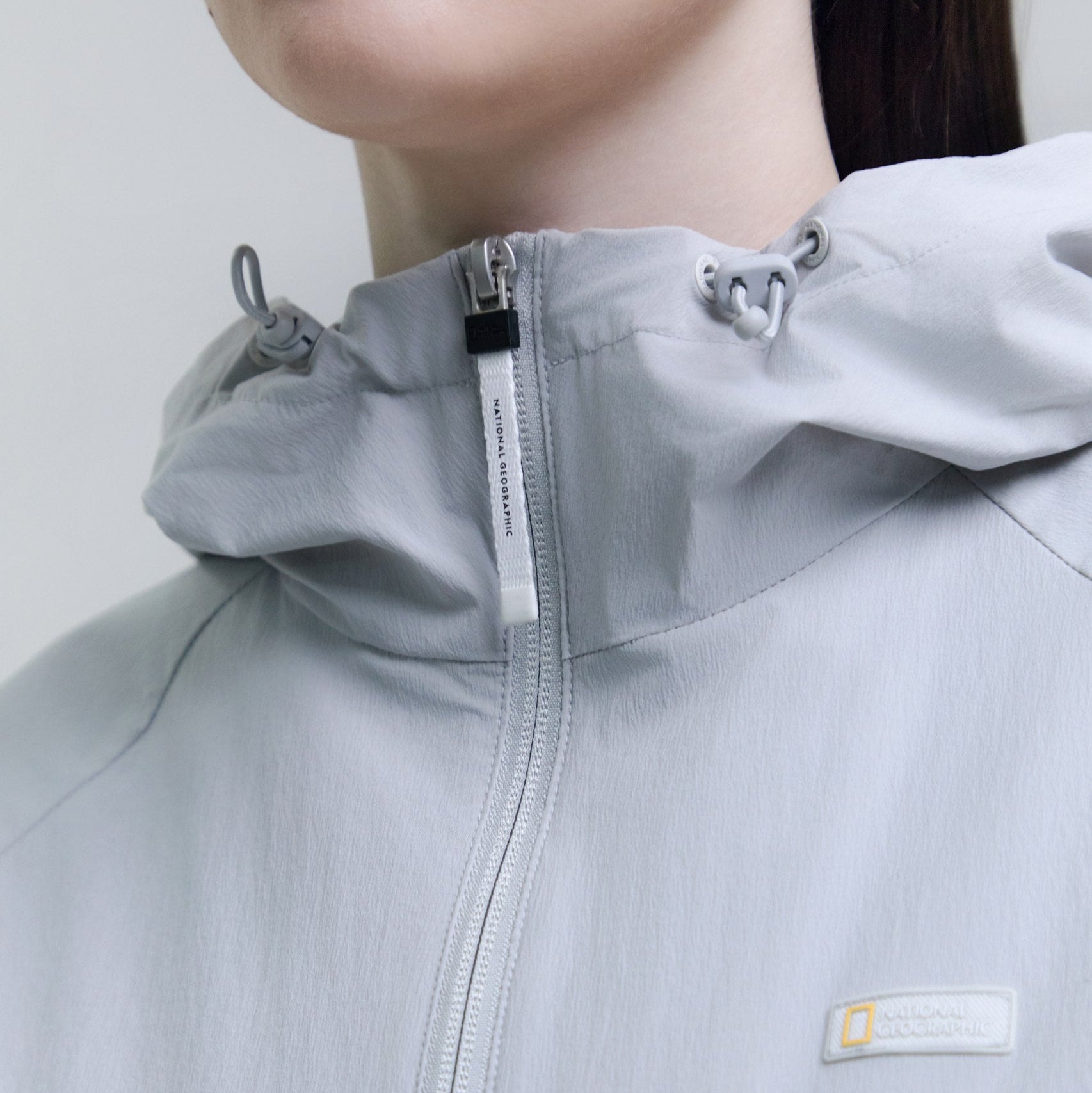 WOMEN ADELIE LIGHT WOVEN STRETCH FULL ZIP UP HOODIE JUMPER SILVER GREY