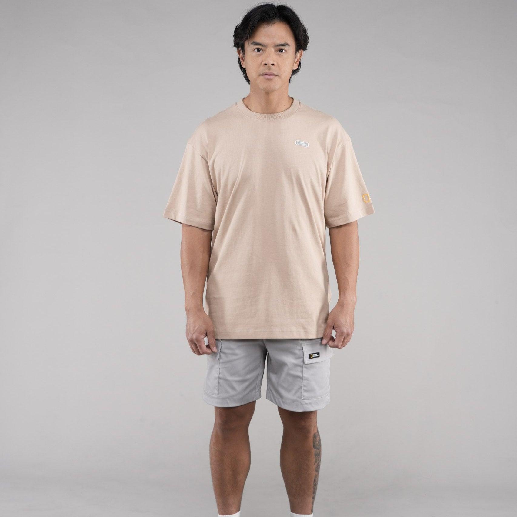 INDONESIA DRAGON SHORT SLEEVE T-SHIRT (SEMI OVER FIT) BEIGE