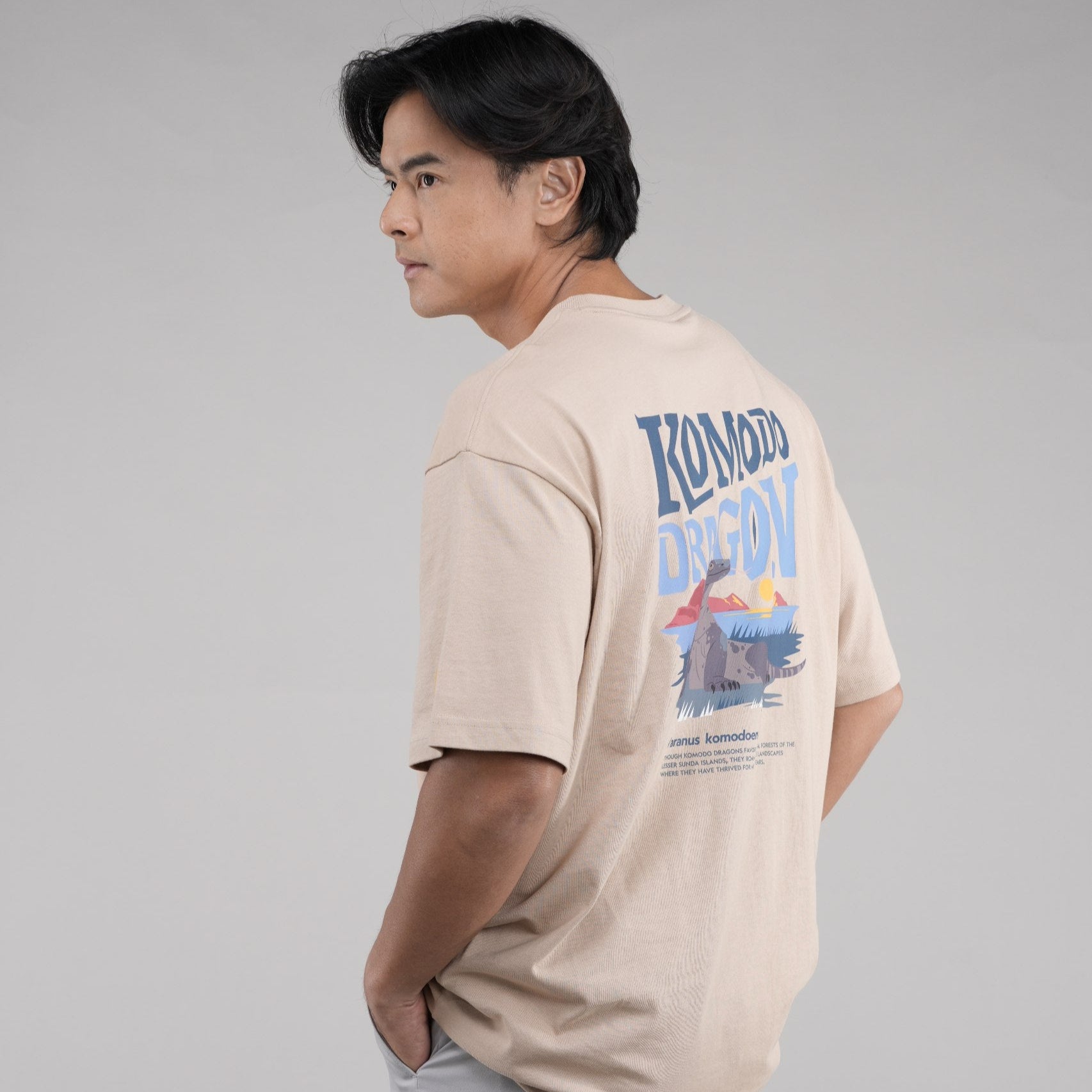 INDONESIA DRAGON SHORT SLEEVE T-SHIRT (SEMI OVER FIT) BEIGE