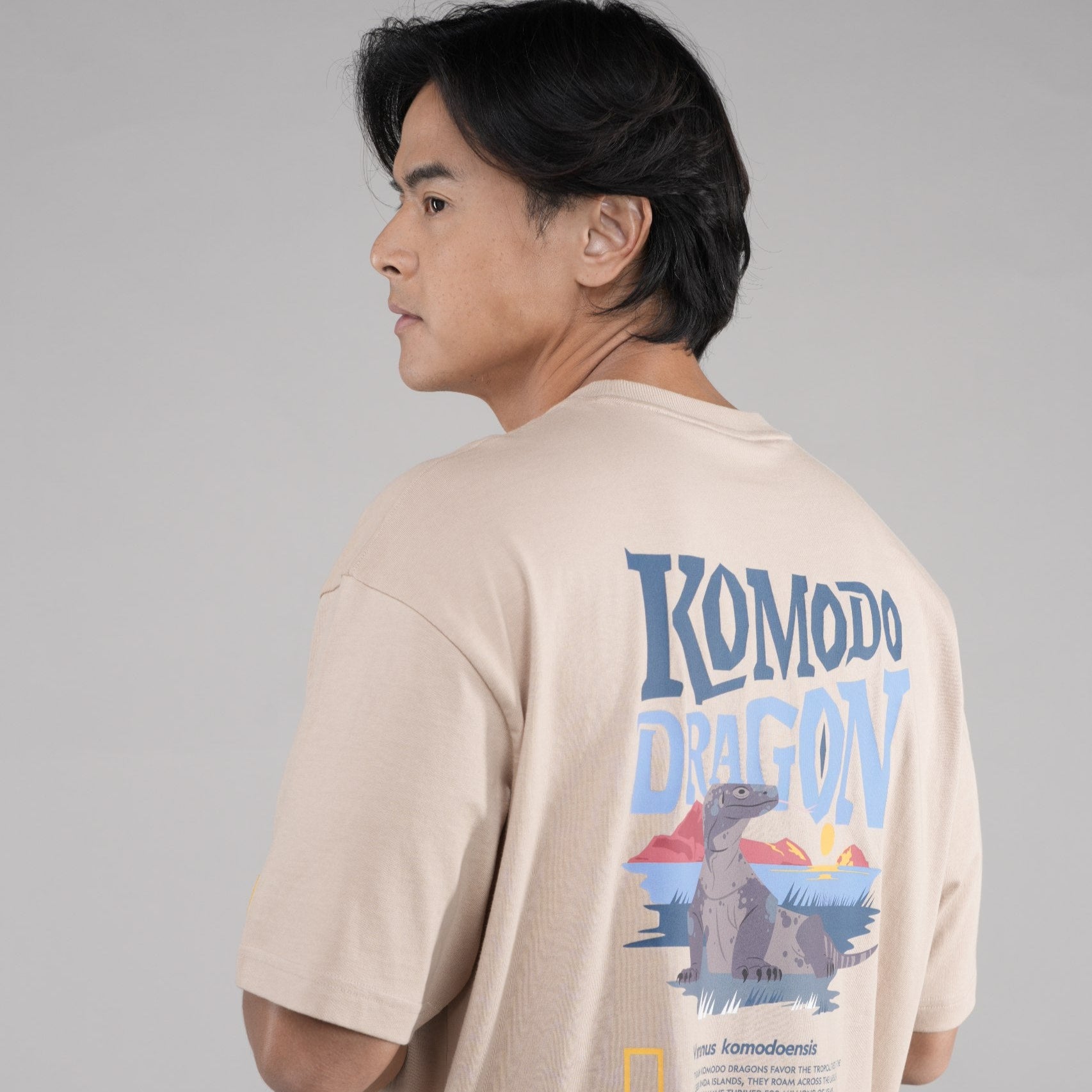 INDONESIA DRAGON SHORT SLEEVE T-SHIRT (SEMI OVER FIT) BEIGE