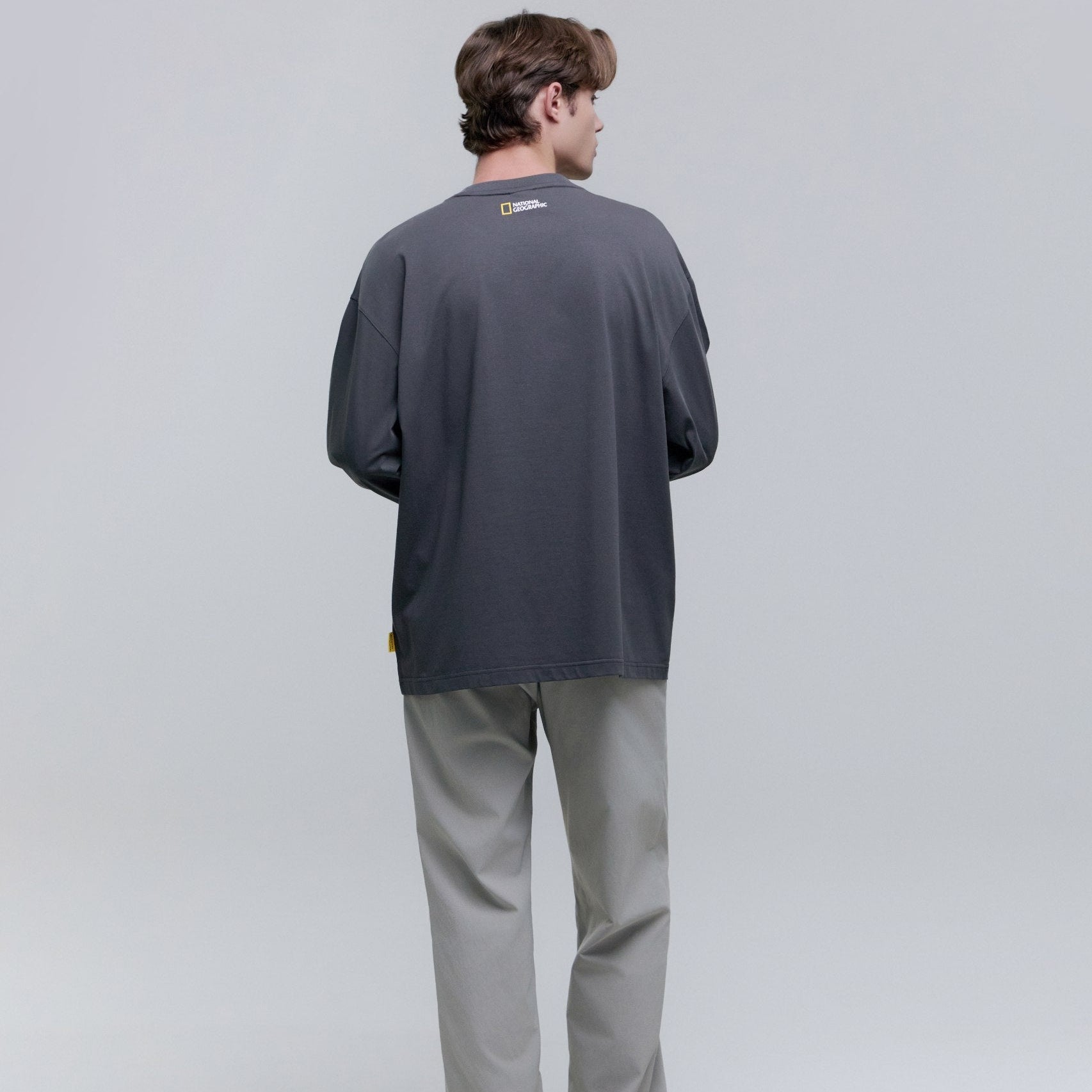 UNISEX SEMI-OVER FIT SUPIMA LONG-SLEEVE T-SHIRTS GREY
